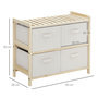 Voir la diapositive 3 : HOMCOM Commode 4 tiroirs tissu polyester beige dim. 59L x 28l x 50H cm bois sapin