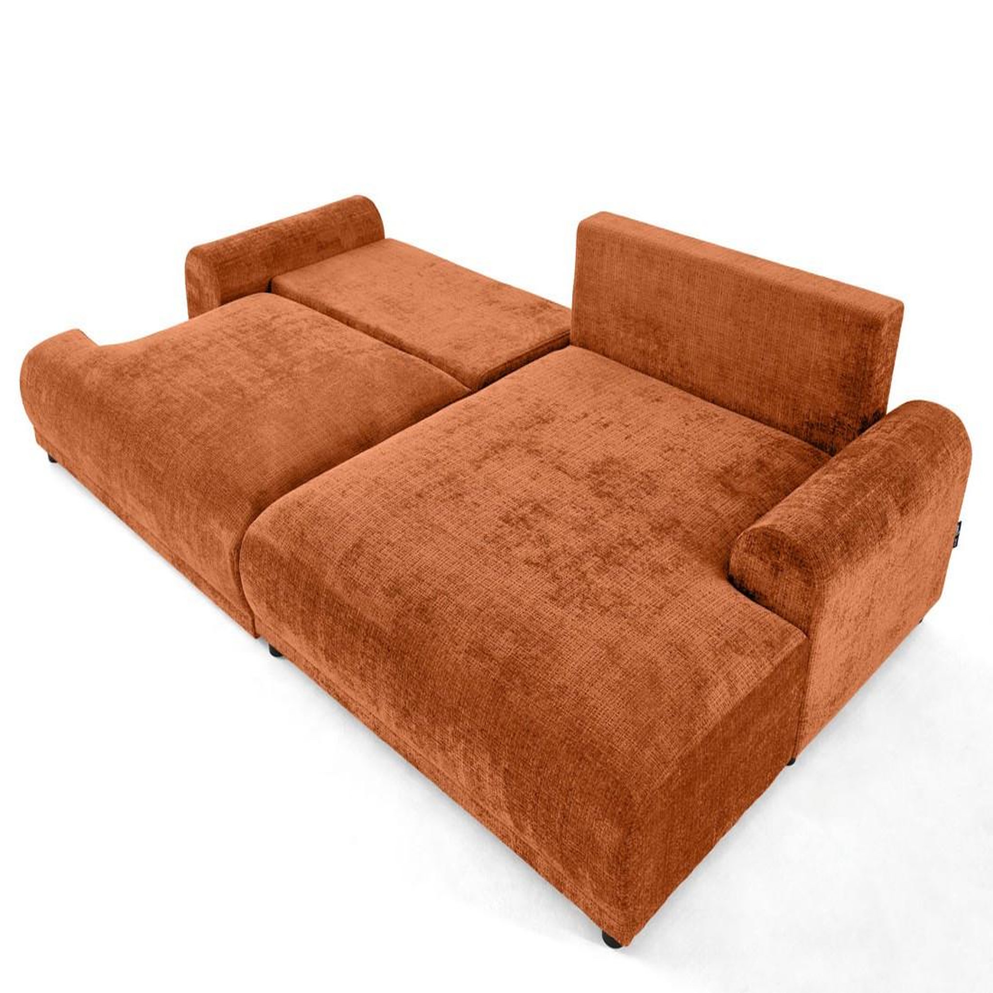 Voir la diapositive 2 : BEST MOBILIER Nelly - canapé d'angle droit 4 places convertible avec coffre en velours texturé
