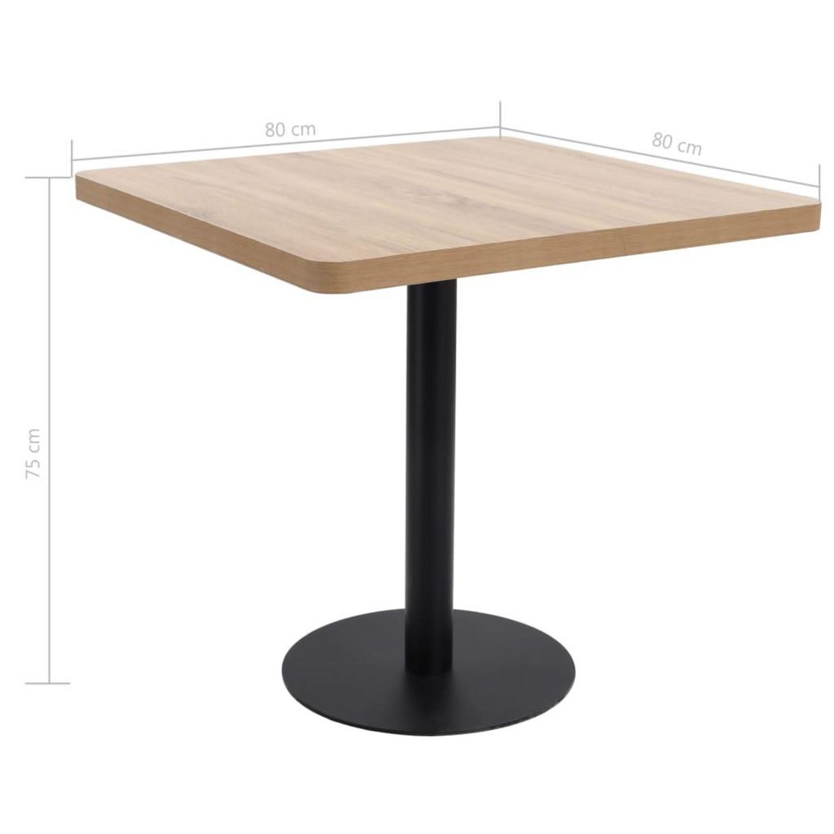 VIDAXL Table de bistro marron clair 80x80 cm MDF