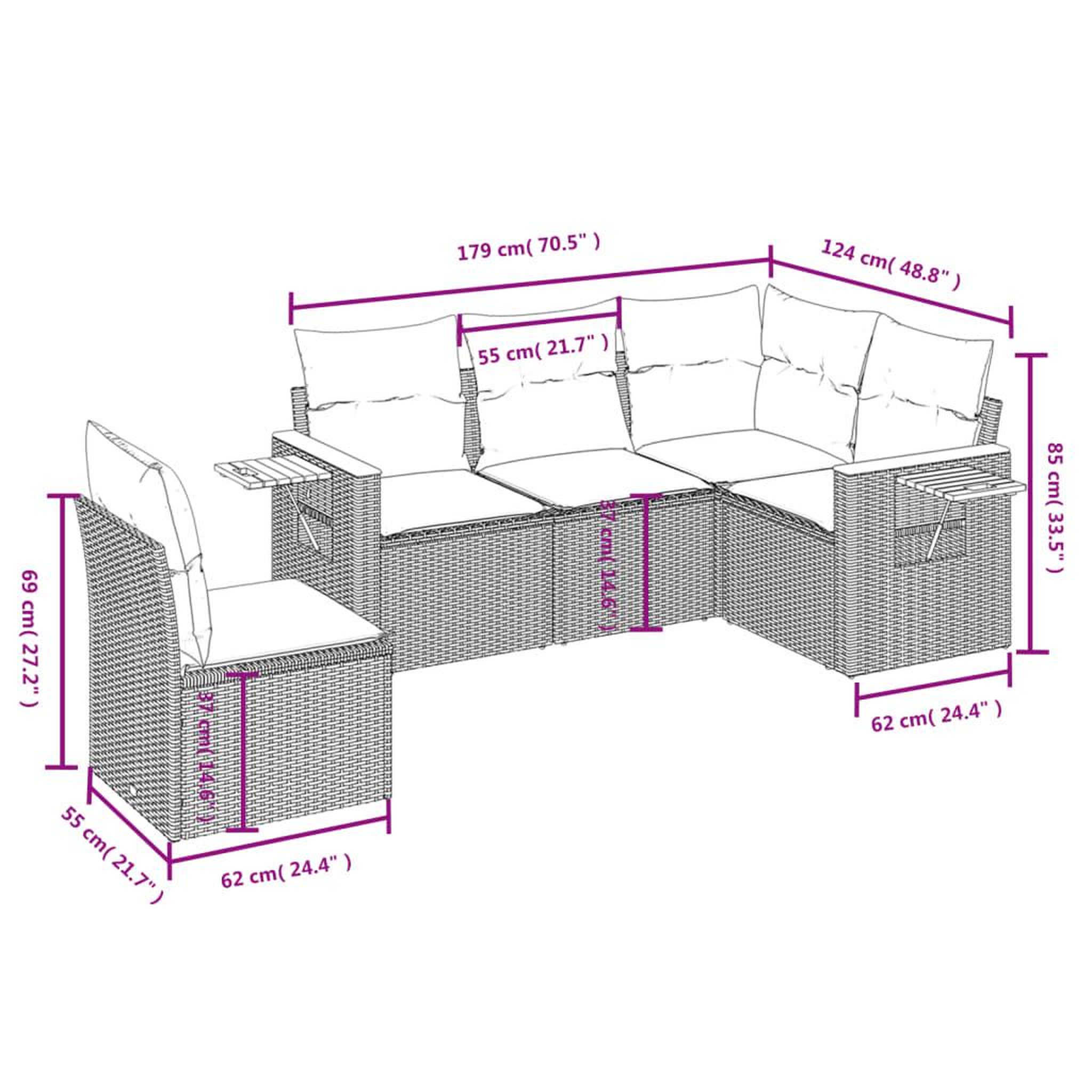 Voir la diapositive 3 : VIDAXL Salon de jardin 5 pcs avec coussins noir resine tressee