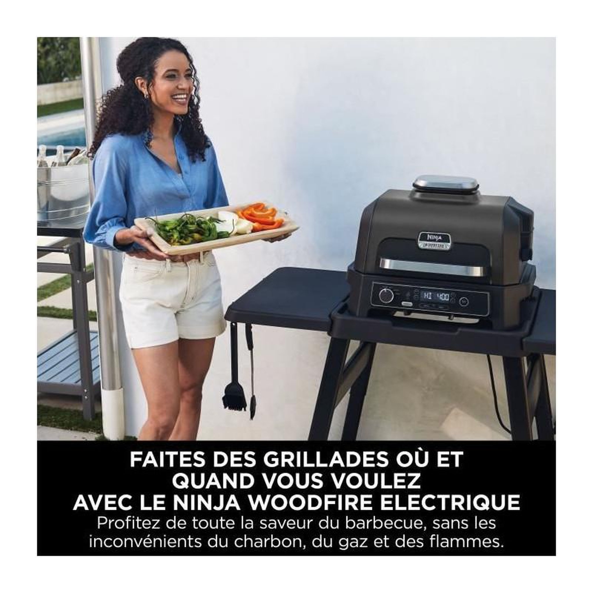 Voir la diapositive 6 : NINJA Barbecue électrique Woodfire OG850EU  Pro XL avec thermosonde 50x40 cm