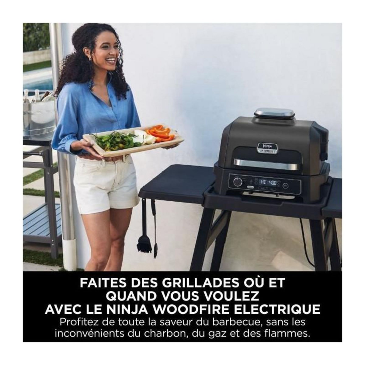 NINJA Barbecue électrique Woodfire OG850EU  Pro XL avec thermosonde 50x40 cm