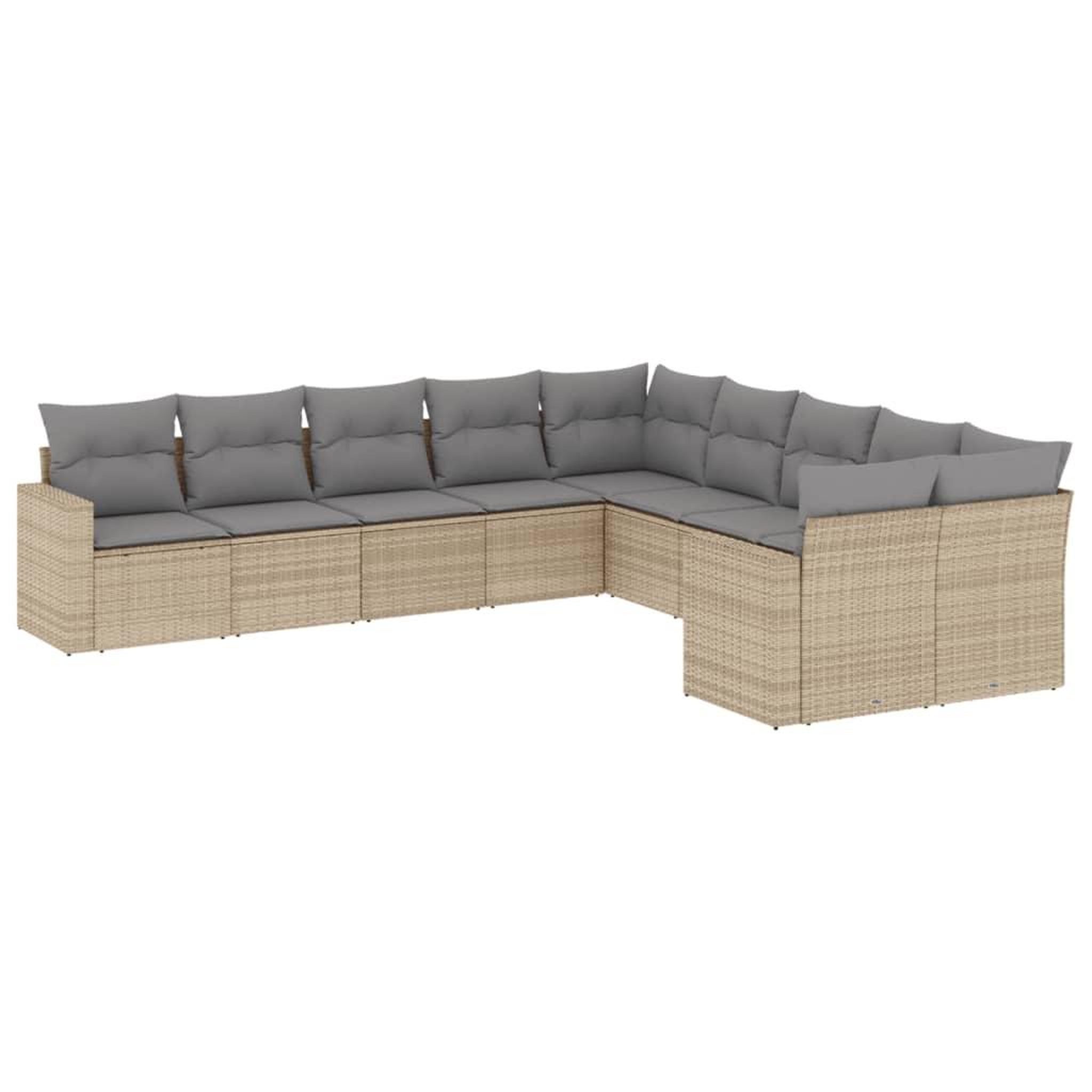 Voir la diapositive 2 : VIDAXL Salon de jardin avec coussins 10 pcs beige resine tressee