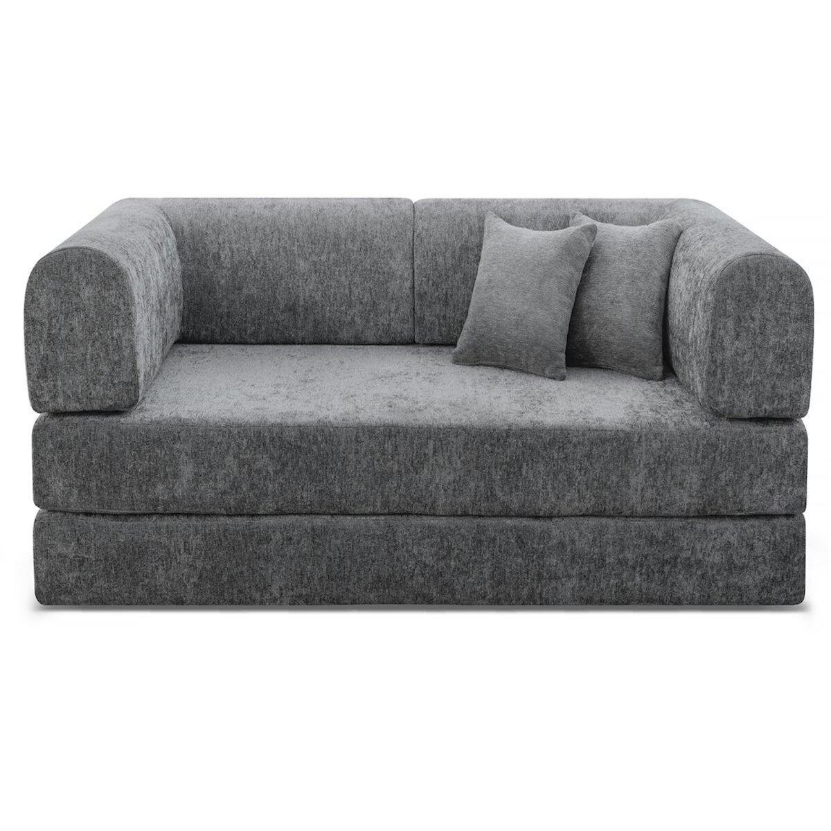 Habitat et Jardin Canapé droit convertible en tissu texturé  Elior  - 3 places - Gris foncé