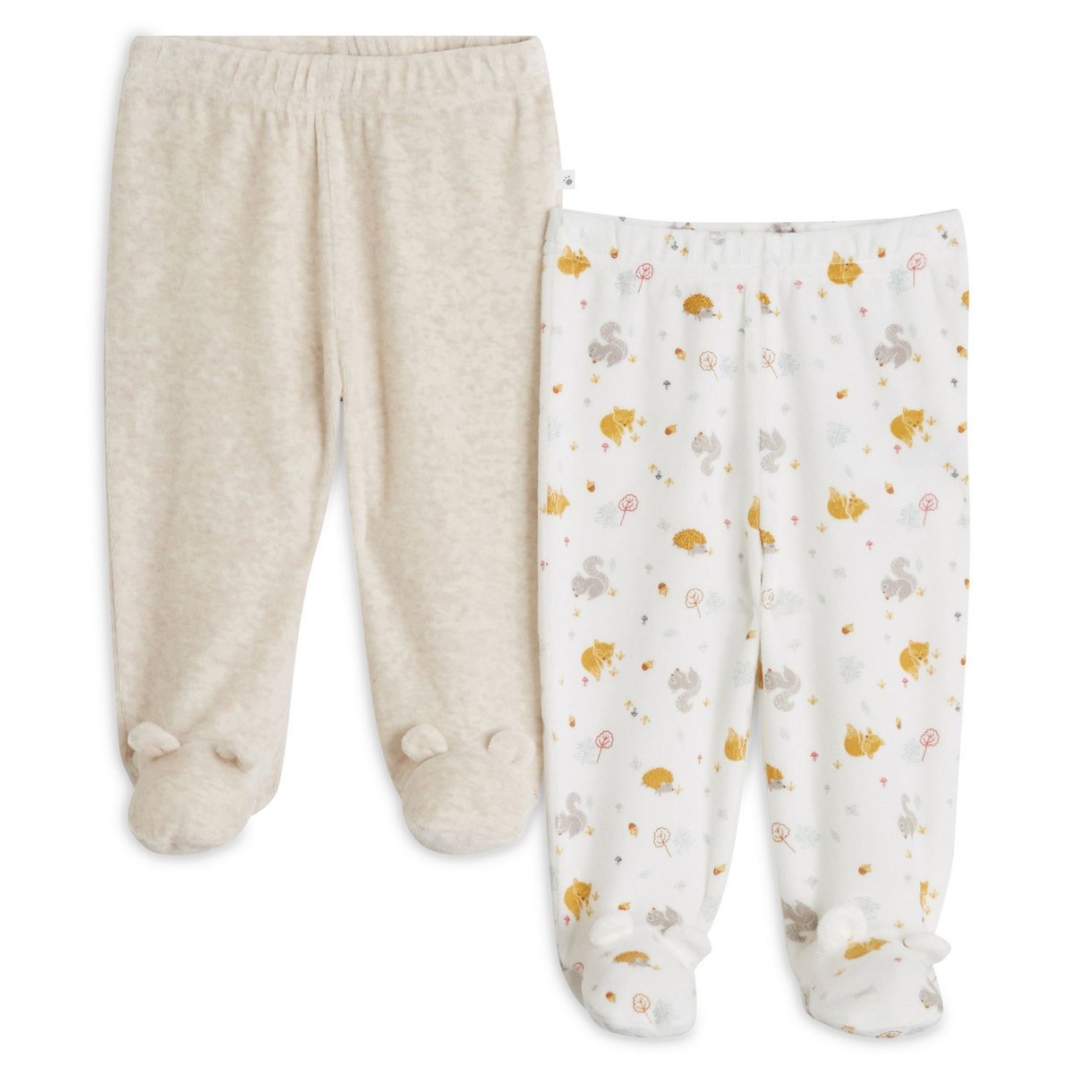 INEXTENSO Lot de 2 pantalons velours de naissance renards bébé