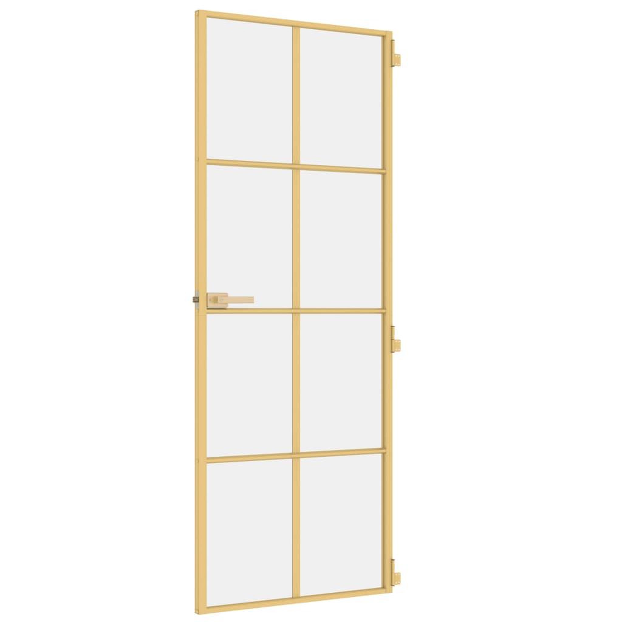 Voir la diapositive 5 : VIDAXL Porte interieure mince dore 76x201,5 cm verre trempe aluminium