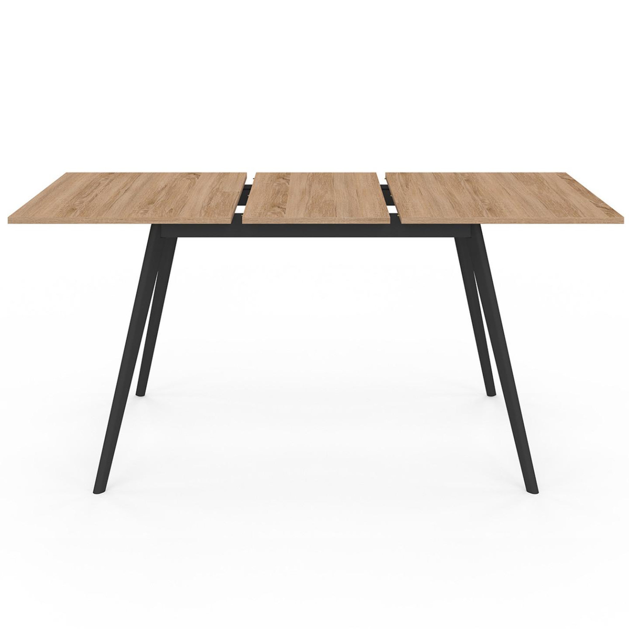 Voir la diapositive 3 : ID MARKET Table scandinave extensible rectangle inga 4-8 personnes plateau bois pieds noirs 110-150 cm