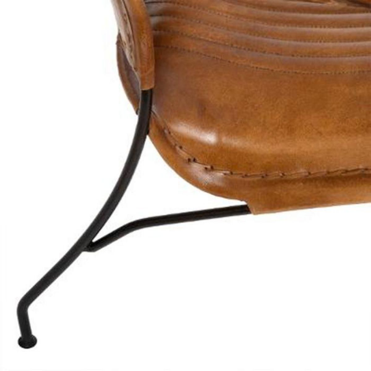 ATMOSPHERA Fauteuil Cognac en Cuir  Hoper  75cm Marron