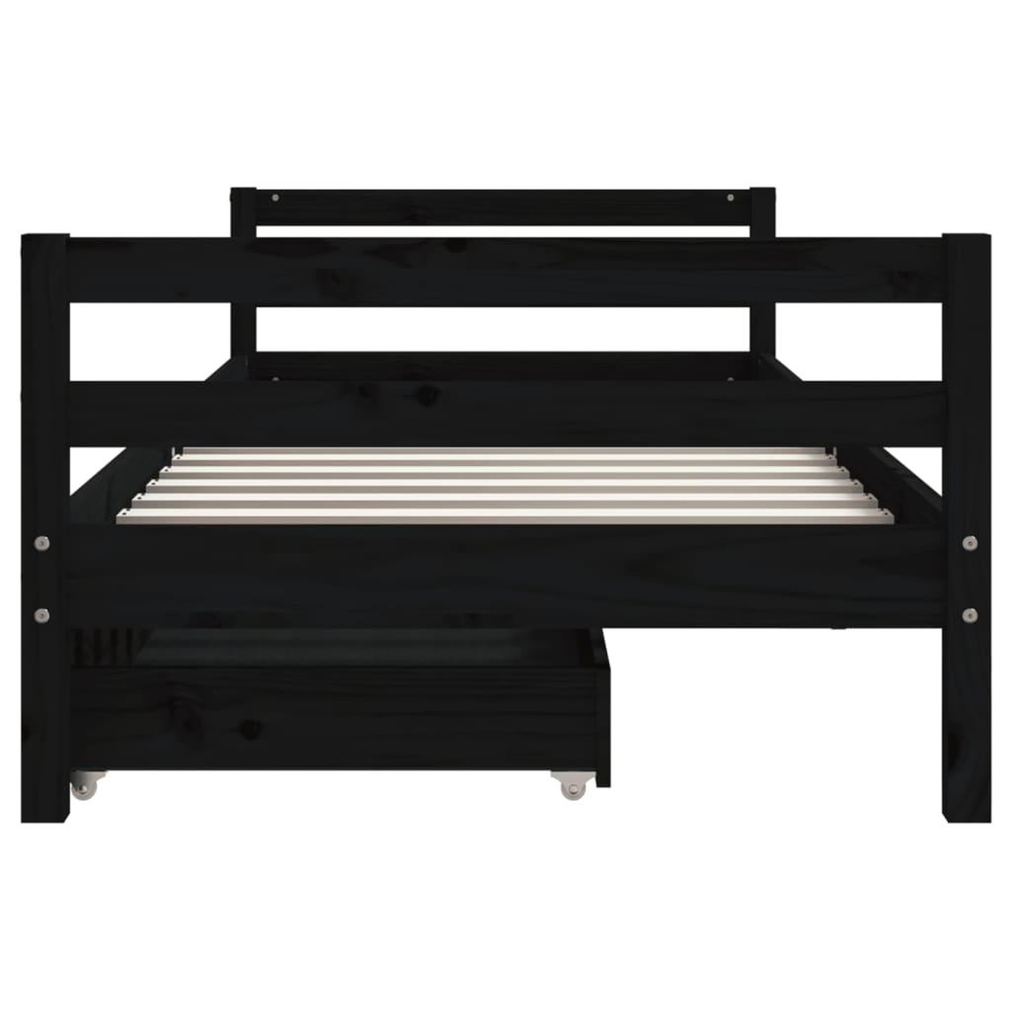 Voir la diapositive 5 : VIDAXL Cadre de lit enfant tiroirs noir 80x200 cm bois de pin massif