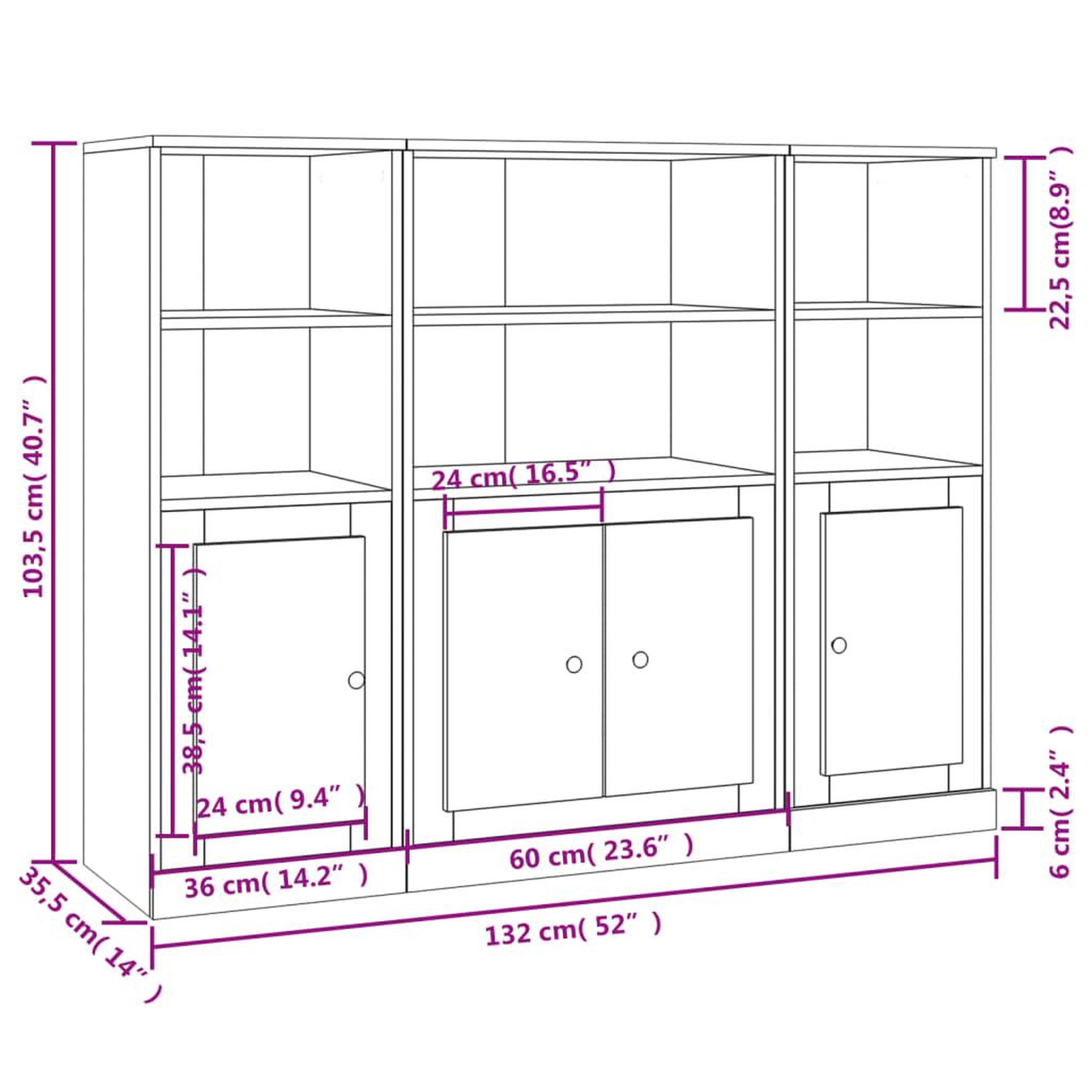 Voir la diapositive 6 : VIDAXL Buffets 3 pcs gris beton bois d'ingenierie