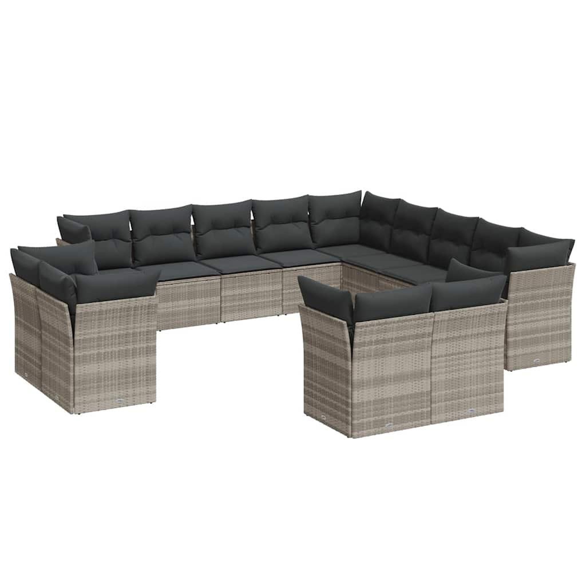 Voir la diapositive 2 : VIDAXL Salon de jardin avec coussins 13 pcs gris clair resine tressee
