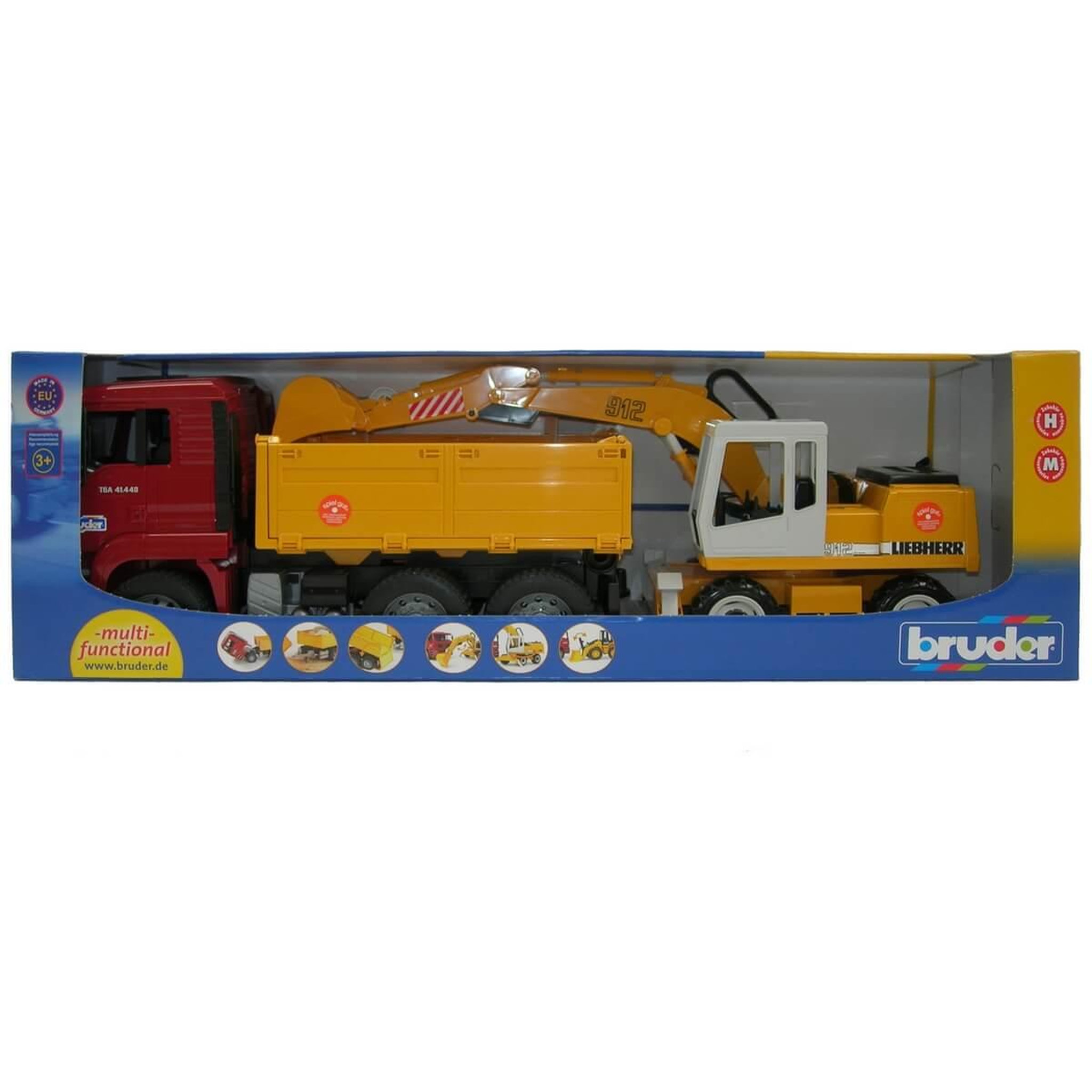 Voir la diapositive 2 : Bruder Camion benne Man avec pelleteuse Liebherr