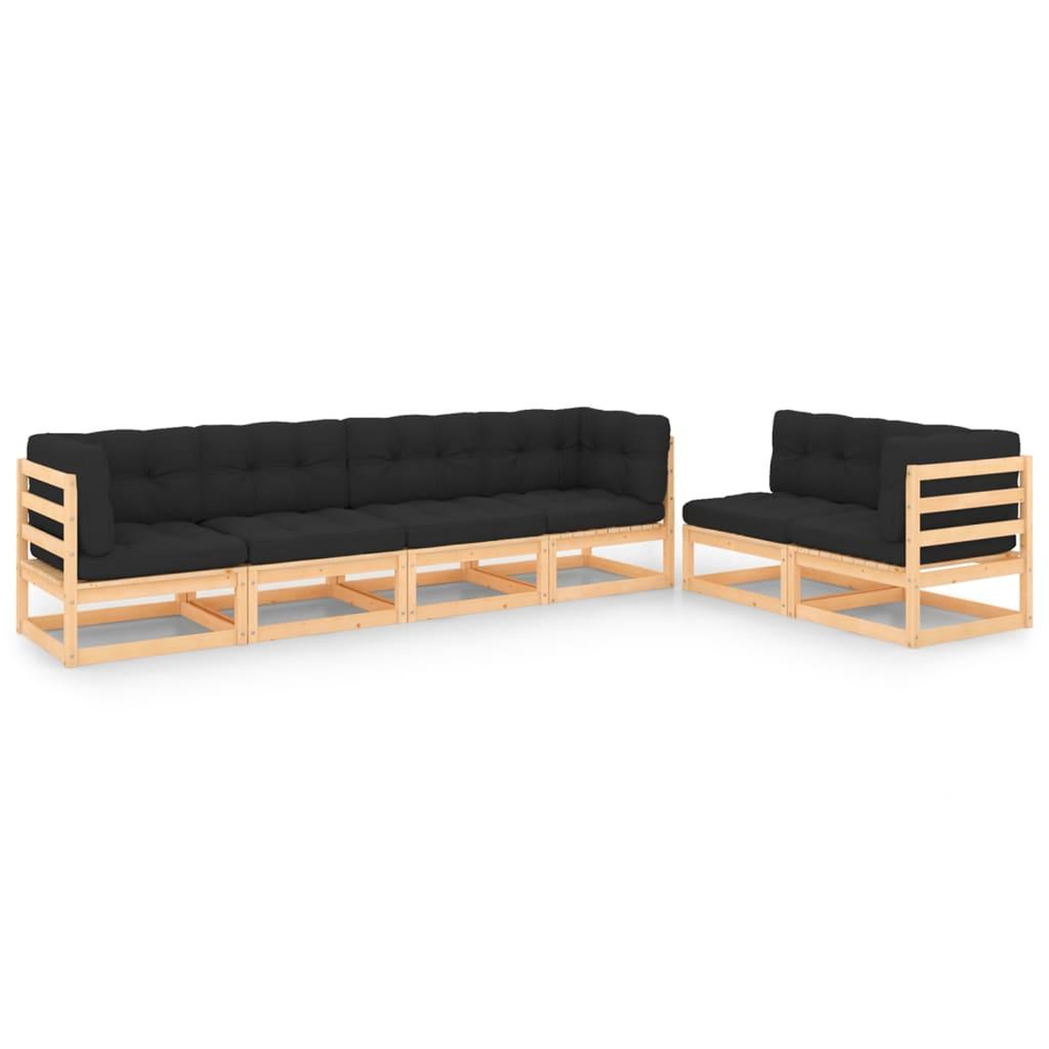 Voir la diapositive 1 : VIDAXL Salon de jardin 6 pcs avec coussins Bois de pin massif