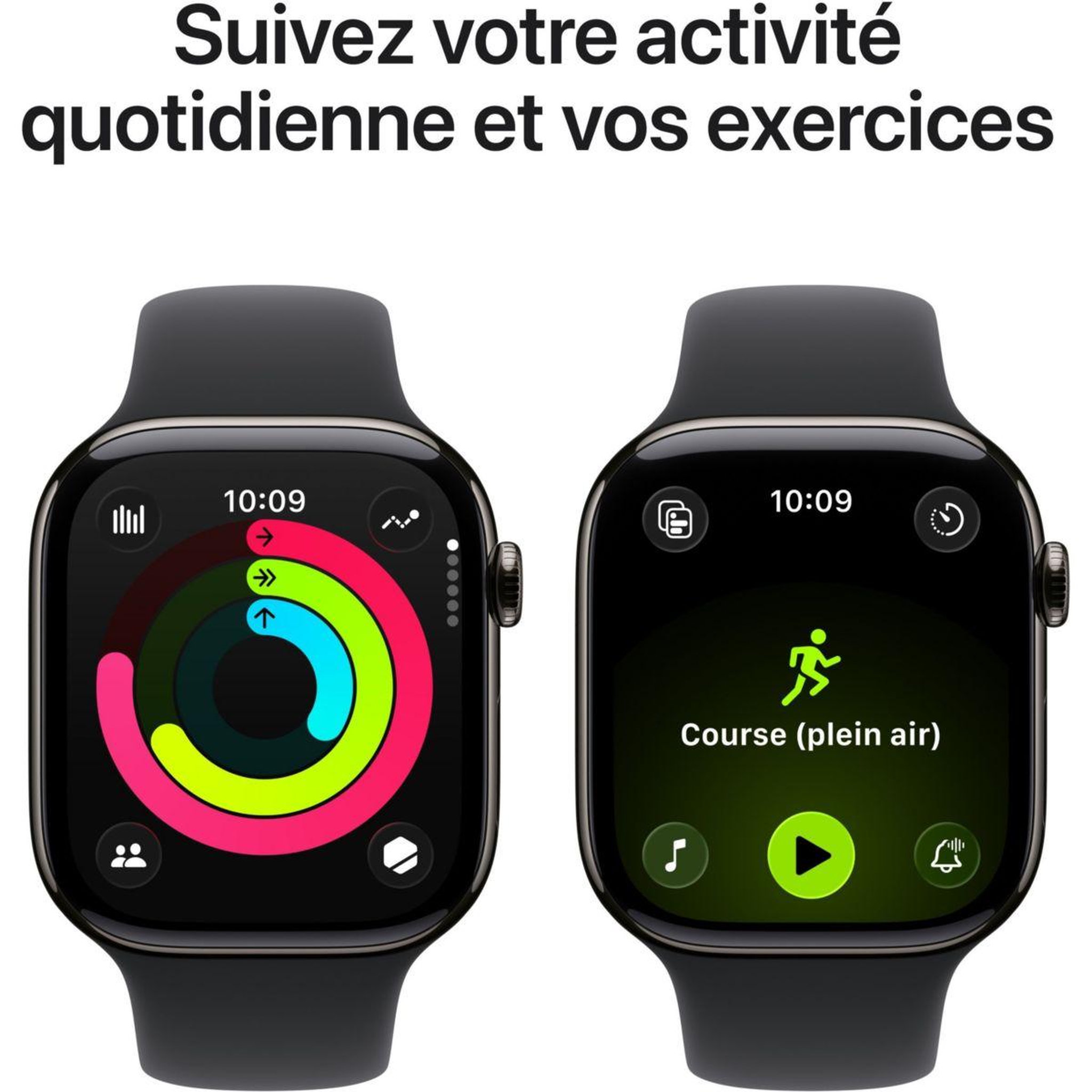 Voir la diapositive 4 : APPLE Montre connectée 42mm Tit Ardoise / Noir Serie 11 S/M Cellular