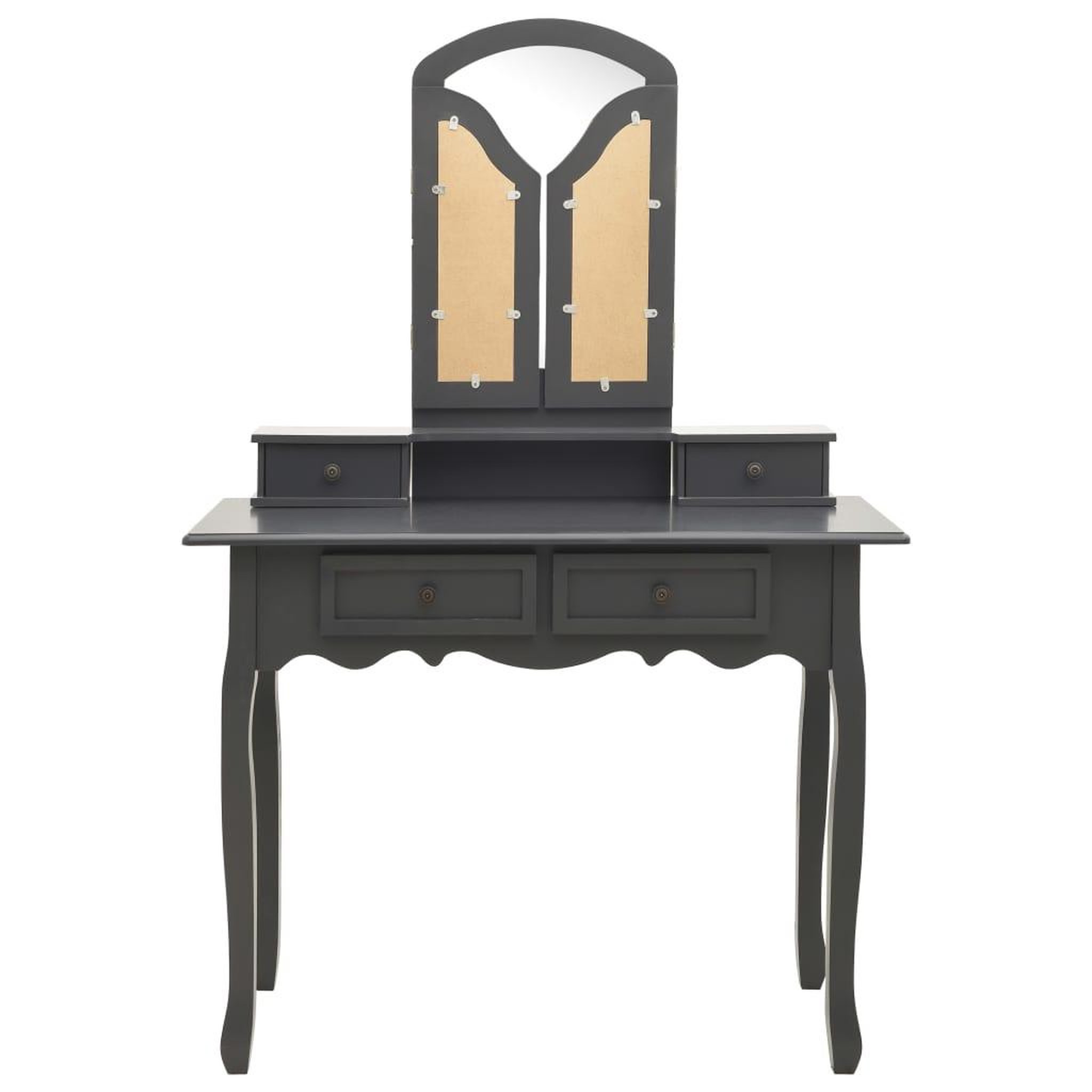 Voir la diapositive 4 : VIDAXL Ensemble de coiffeuse avec tabouret Gris 100x40x146cm Paulownia