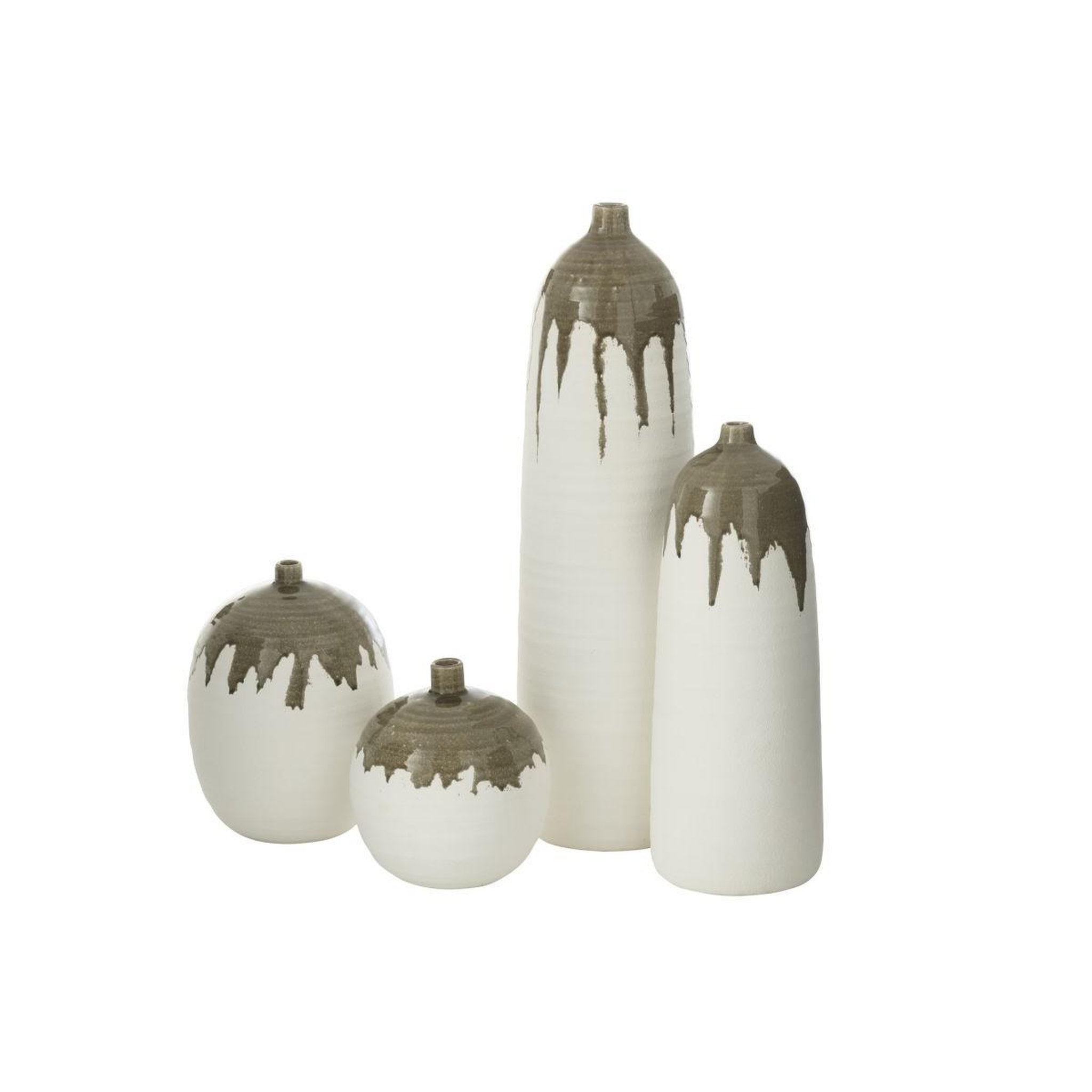 Voir la diapositive 3 : J-LINE Vase bouteille en argile  olea  47cm blanc & vert
