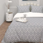 SOLEIL D'OCRE Parure housse de couette 3D microfibre ANYA, par Soleil d'Ocre. Coloris disponibles : Gris