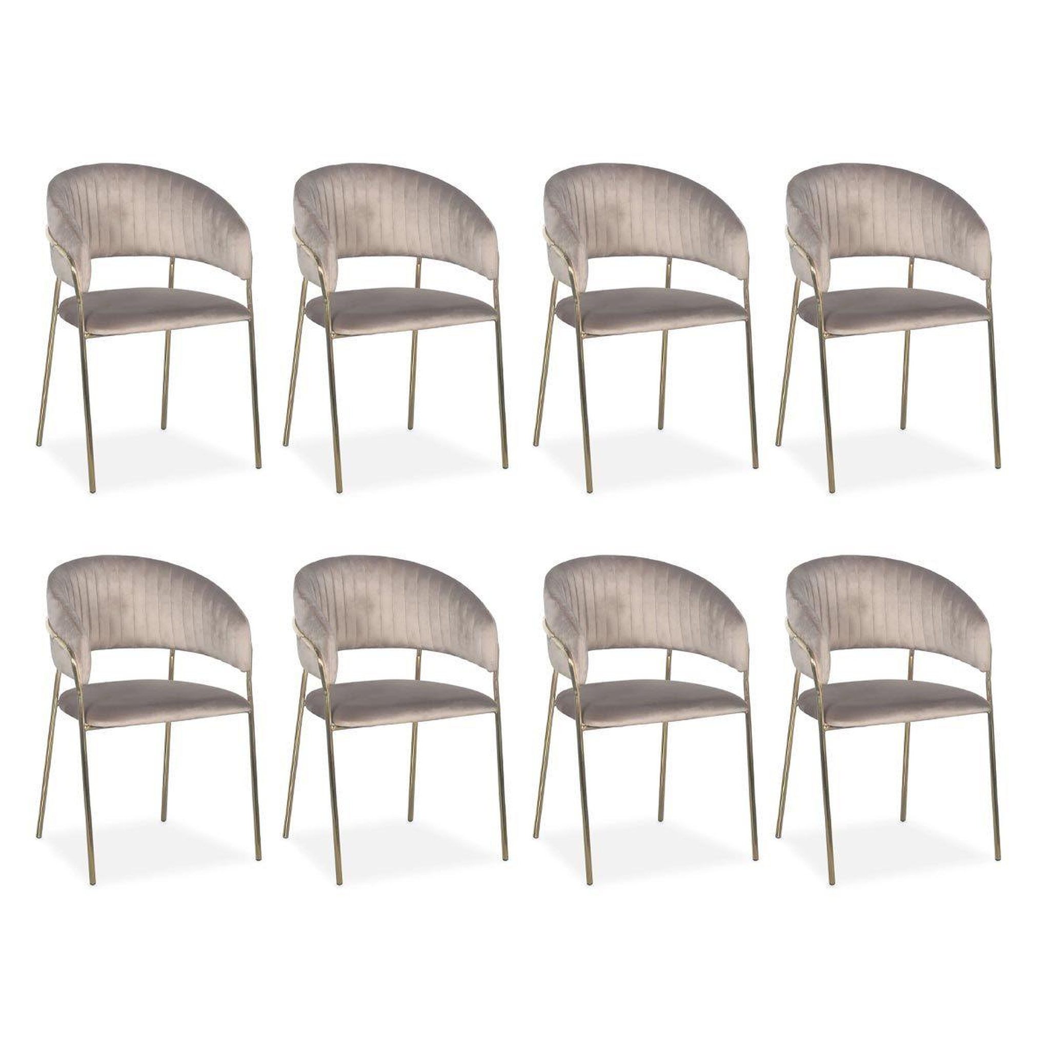 Paris Prix Lot de 8 chaises en velours  batora  79cm taupe