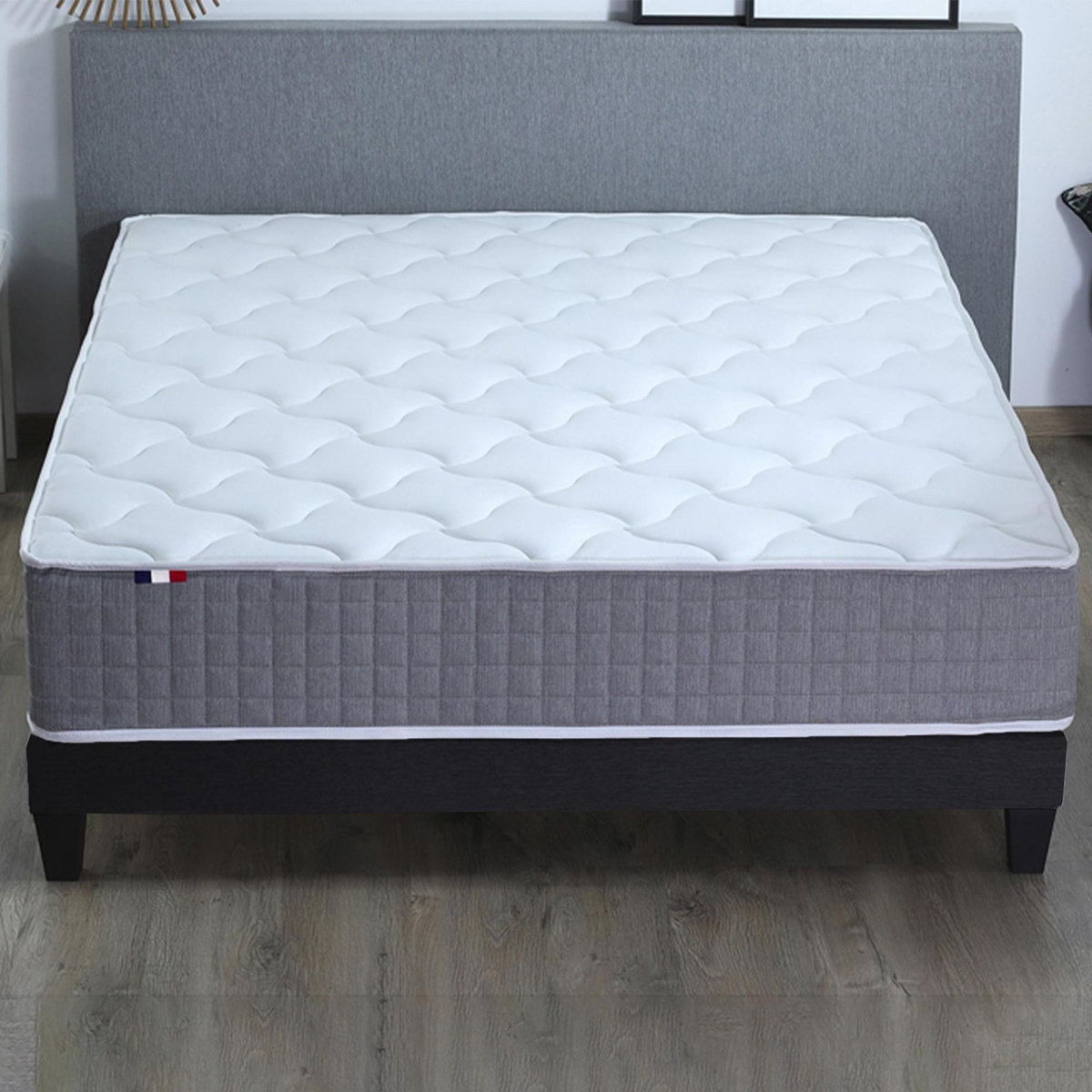 IDLITERIE Ensemble Matelas Ressort 7 zones H.28cm + Sommier Fabriqué en France MAX - 160 x 200 cm