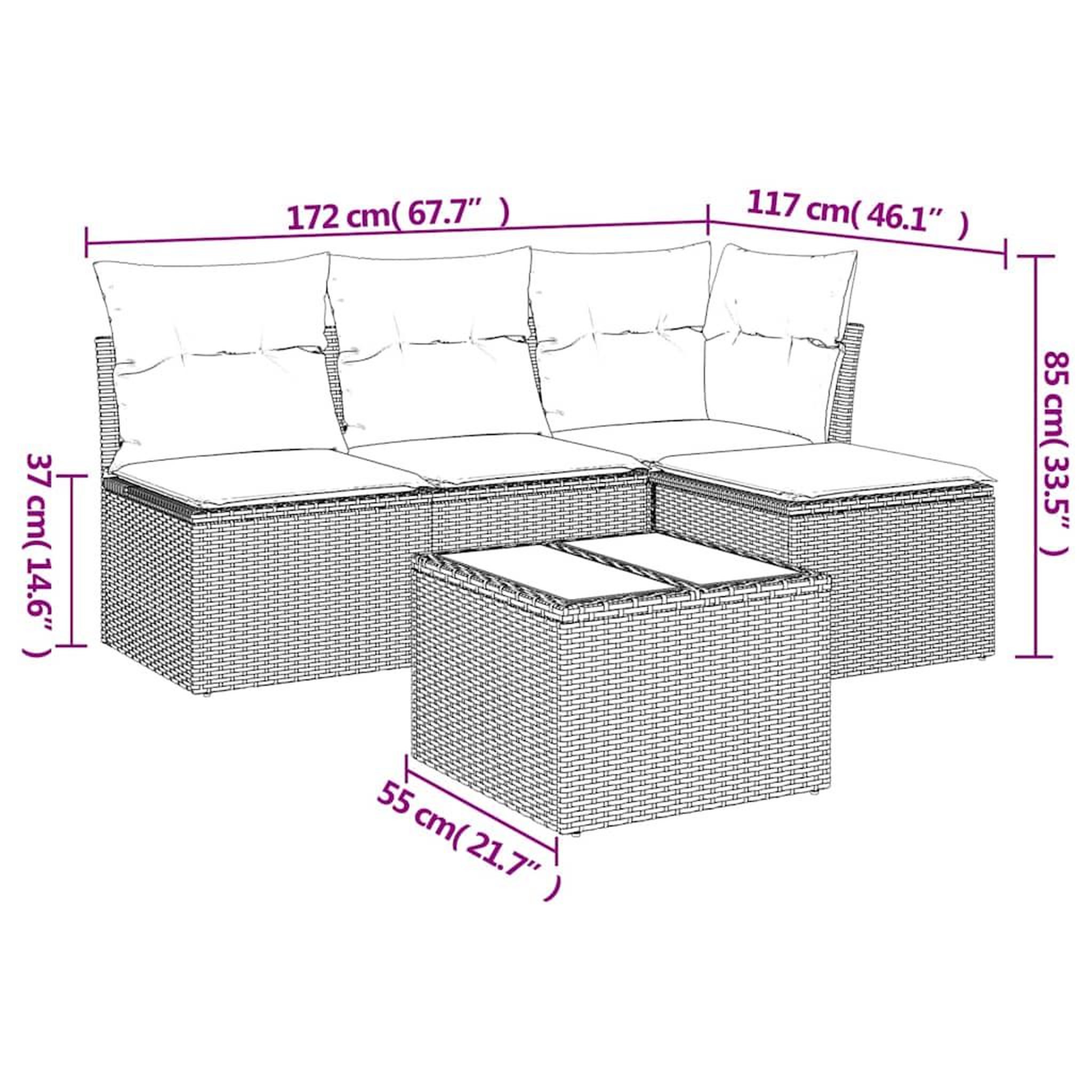 Voir la diapositive 3 : VIDAXL Salon de jardin 5 pcs avec coussins gris clair resine tressee