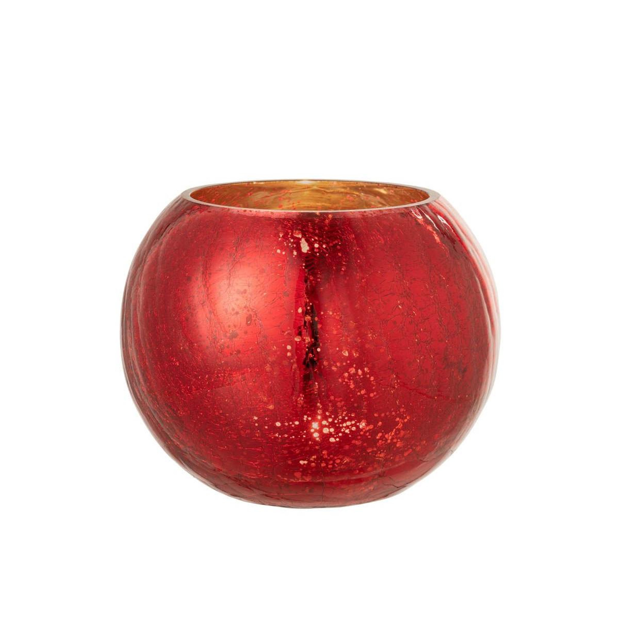 Voir la diapositive 2 : J-LINE Photophore Boule en Verre  Nacré  20cm Rouge