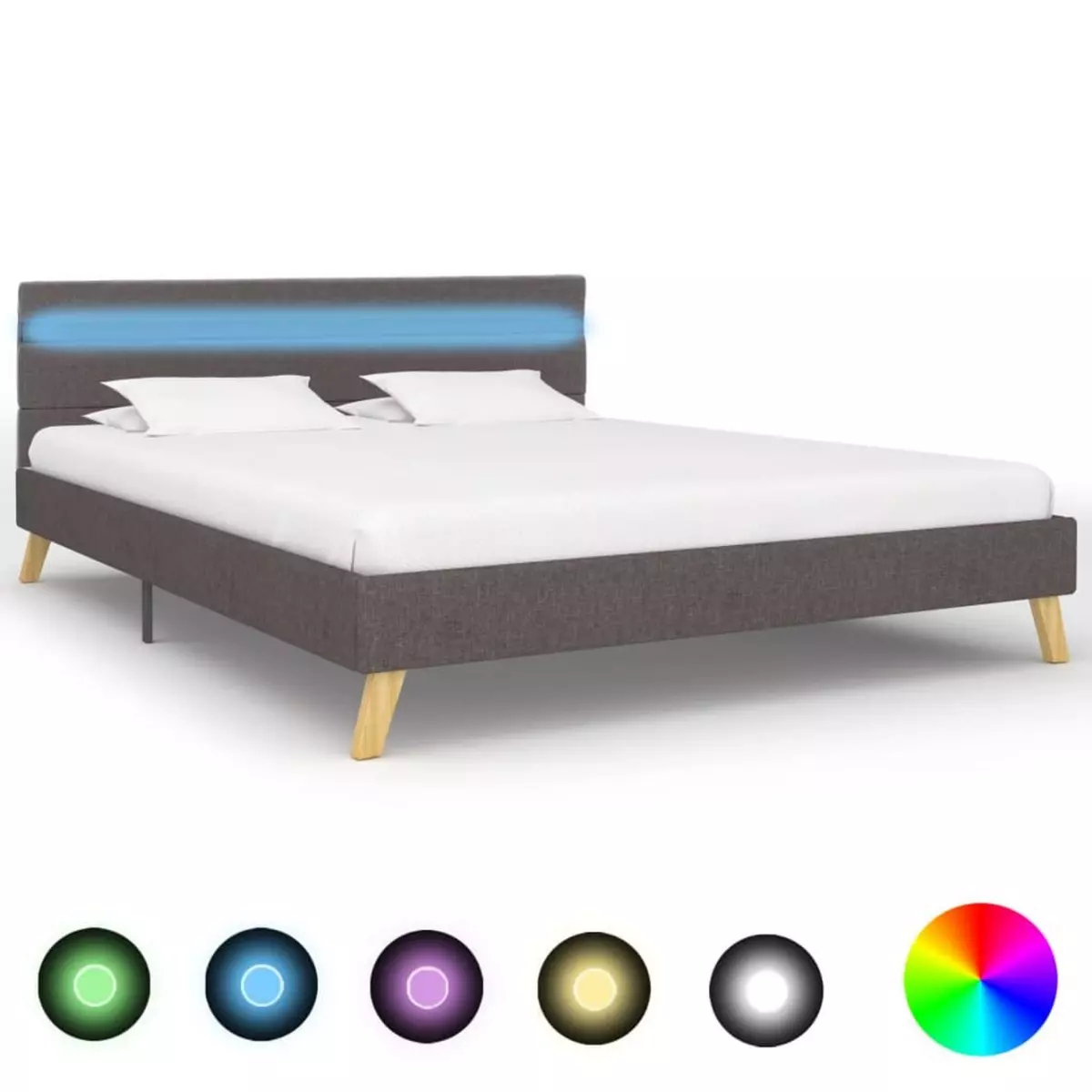 VIDAXL Cadre de lit avec LED Gris clair Tissu 120x200 cm