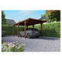 Voir la diapositive 1 : Forest Style Carport toit plat - Bois traité autoclave - 16,5 m² - VICTOR + Supports de fixation inclus