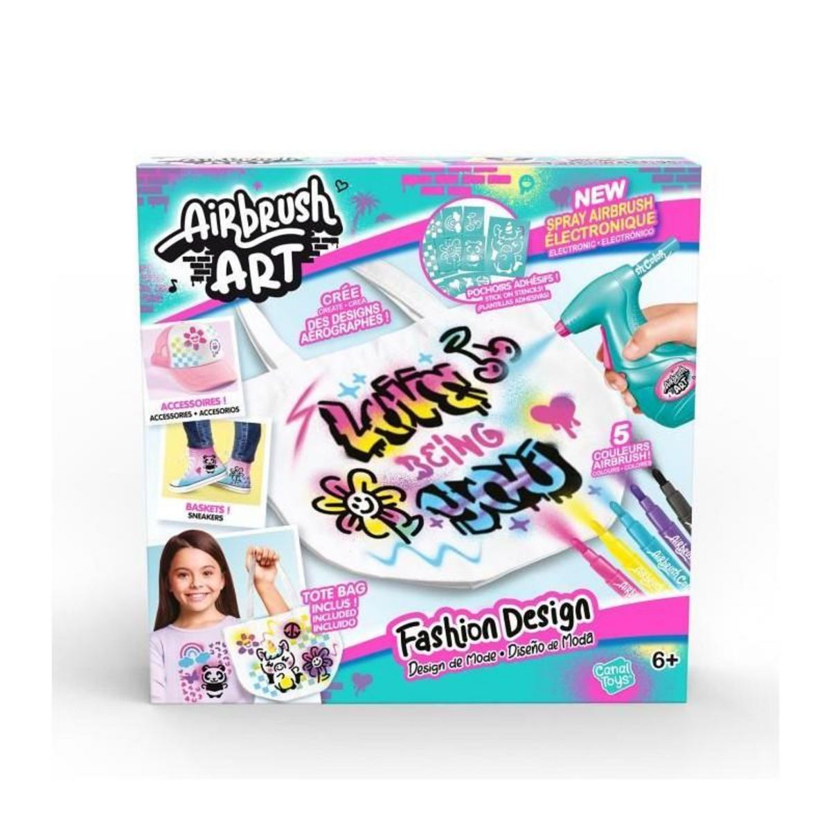 Canal Toys Canal Toys - Airbrush Art - Kit de Fashion Design Kit avec spray électronique, pochoirs et feutres - AIR 016