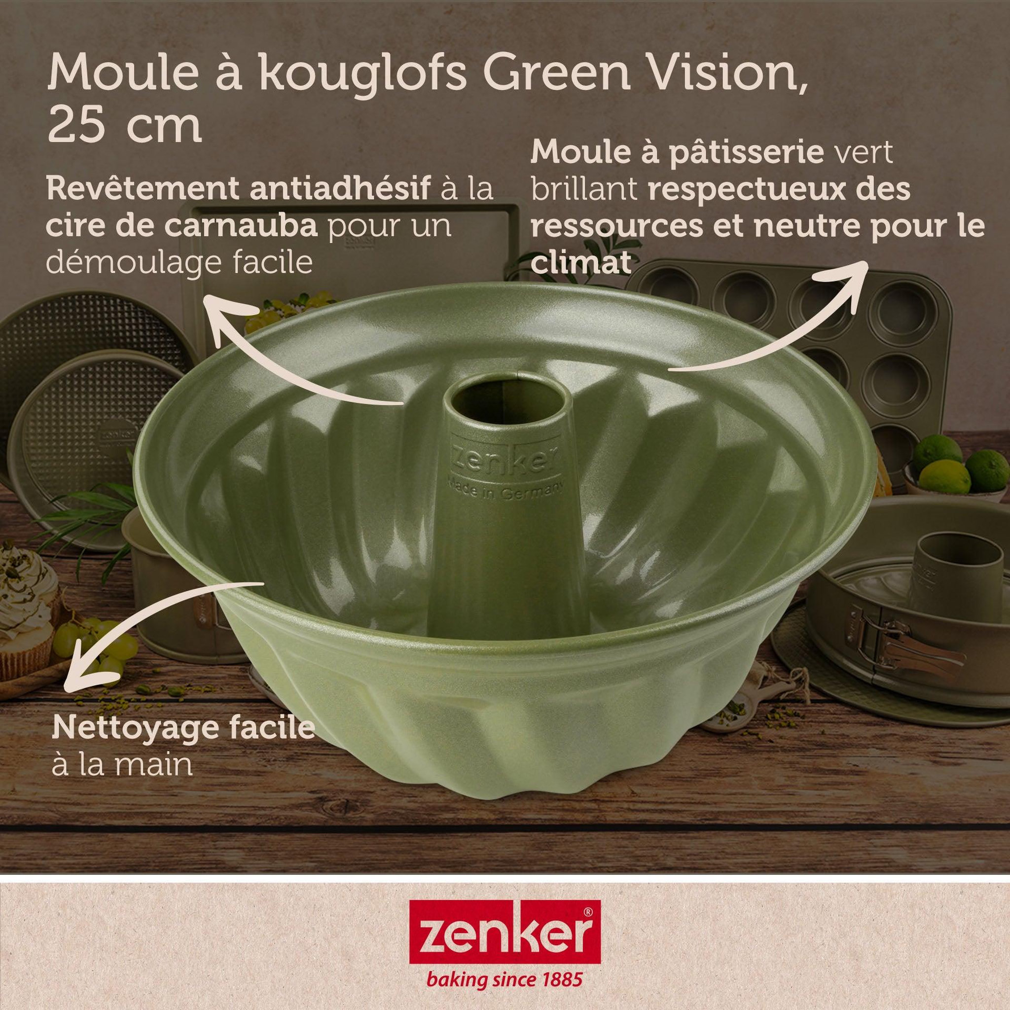 Voir la diapositive 3 : ZENKER Lot de 2 moules à gâteaux 25/25 cm en acier avec cire de carnauba zenker green vision