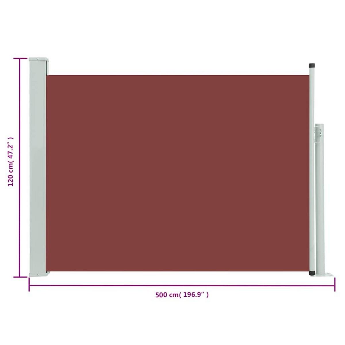 VIDAXL Auvent lateral retractable de patio 120x500 cm Marron