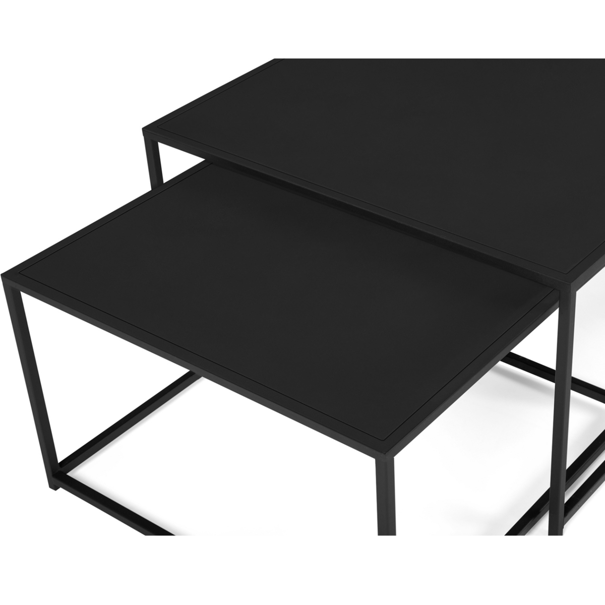 ID MARKET Lot de 2 tables basses gigognes DAVIS 60/70 en métal noir mat design industriel