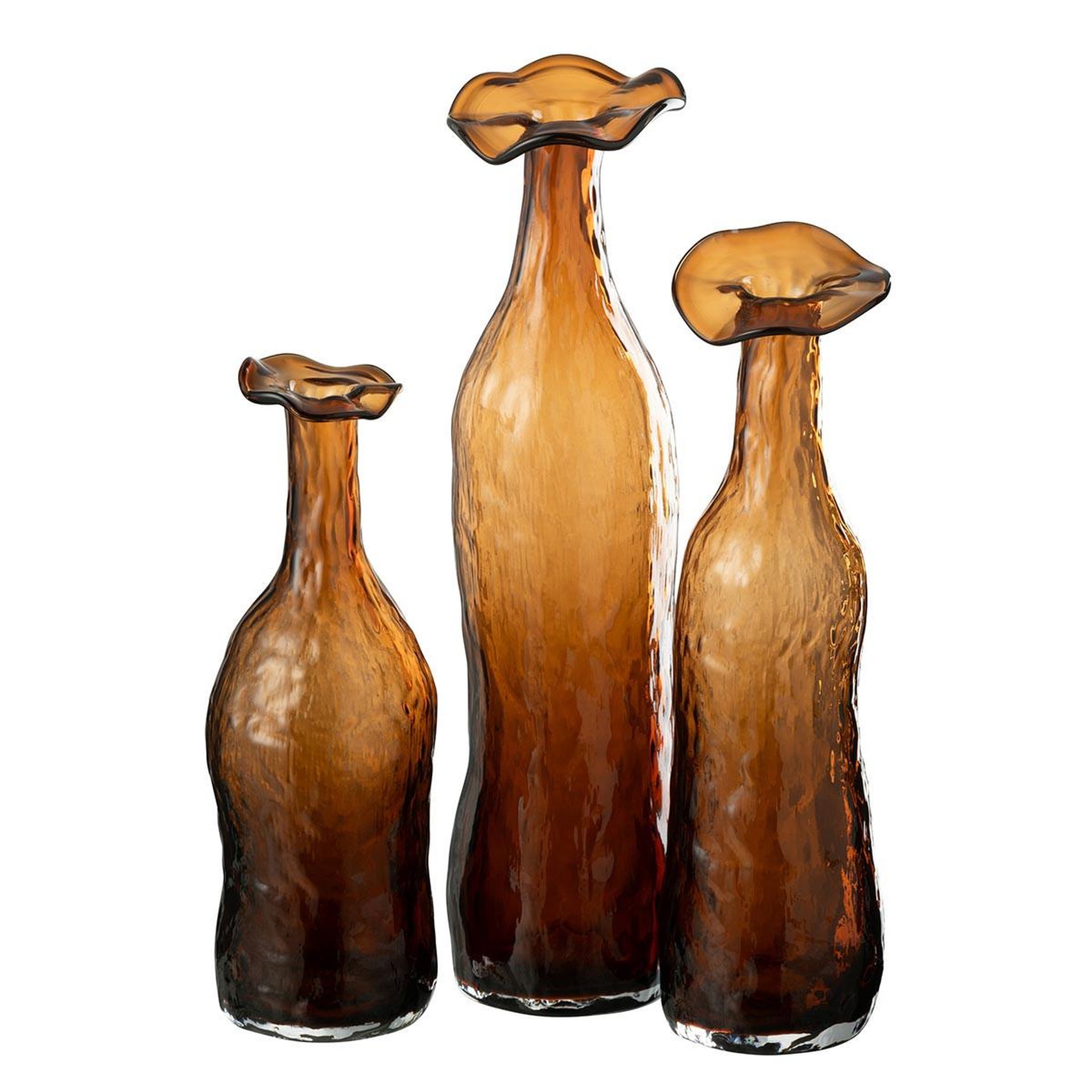 Voir la diapositive 2 : J-LINE Vase Design en Verre  Eclosion  27cm Marron