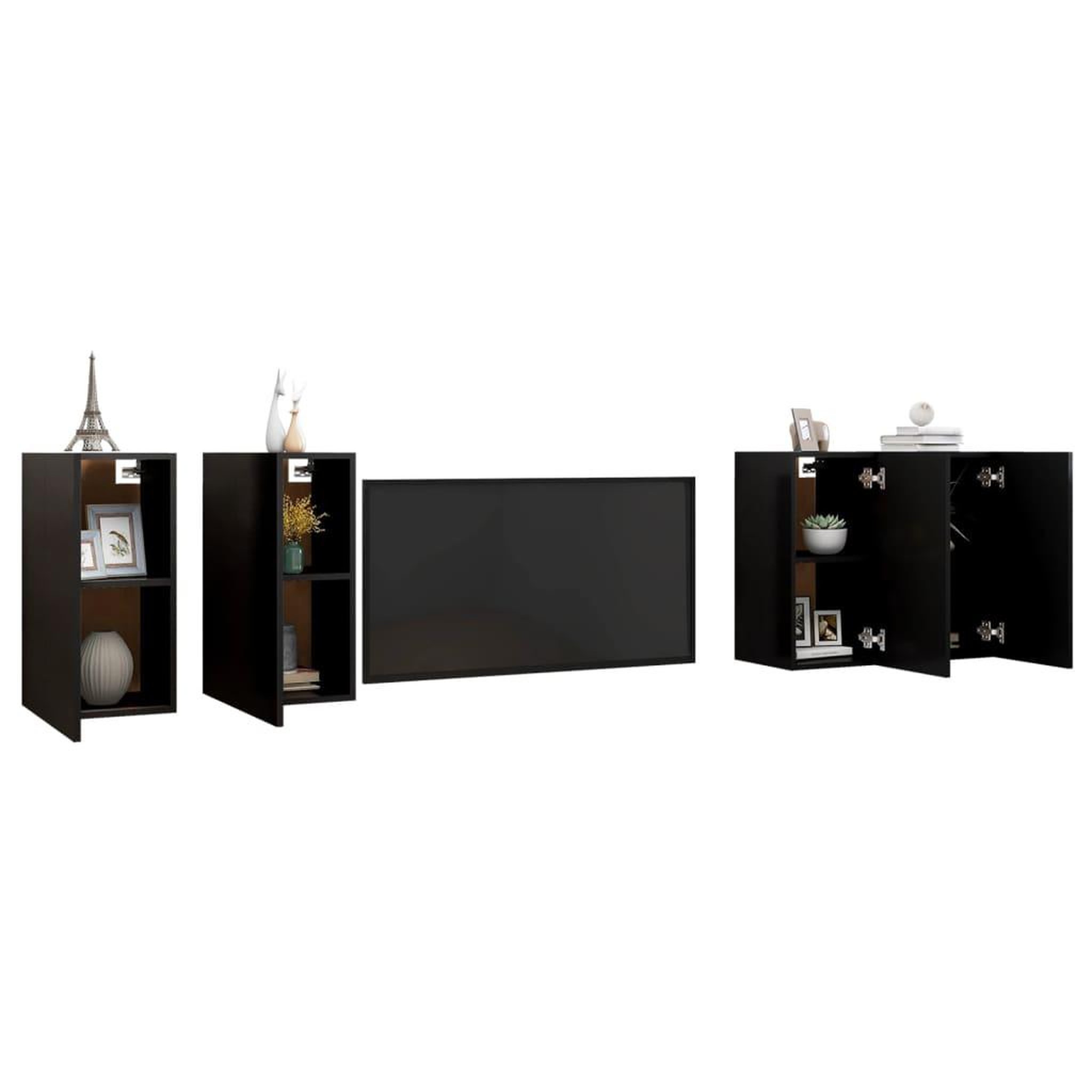 Voir la diapositive 3 : VIDAXL Meubles TV 4 pcs Noir 30,5x30x60 cm Bois d'ingenierie