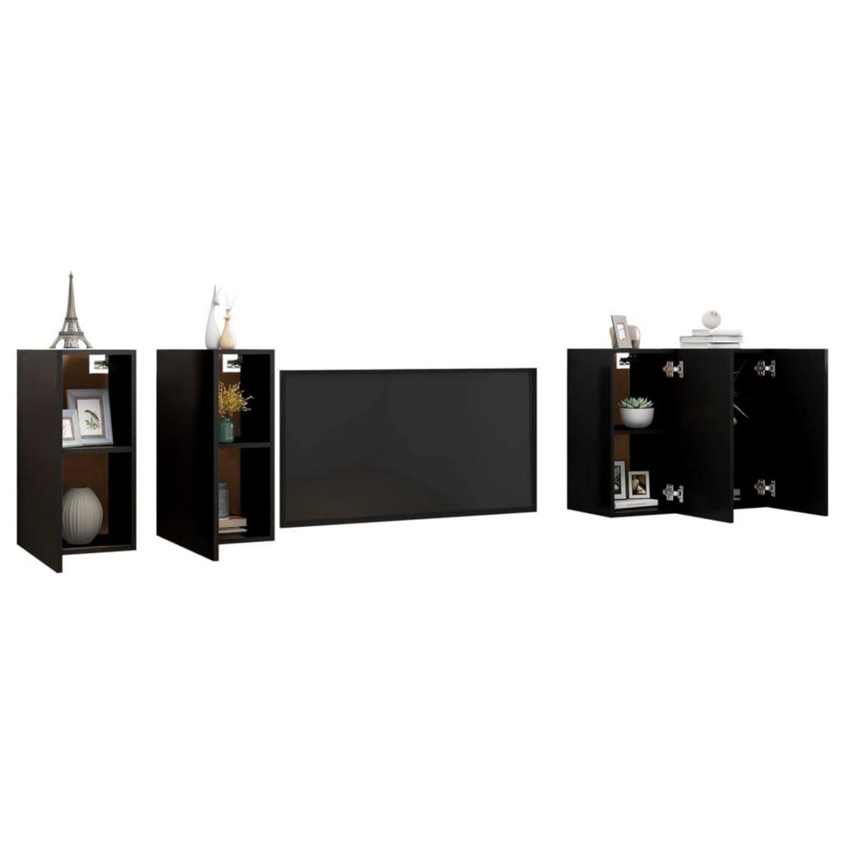 VIDAXL Meubles TV 4 pcs Noir 30,5x30x60 cm Bois d'ingenierie