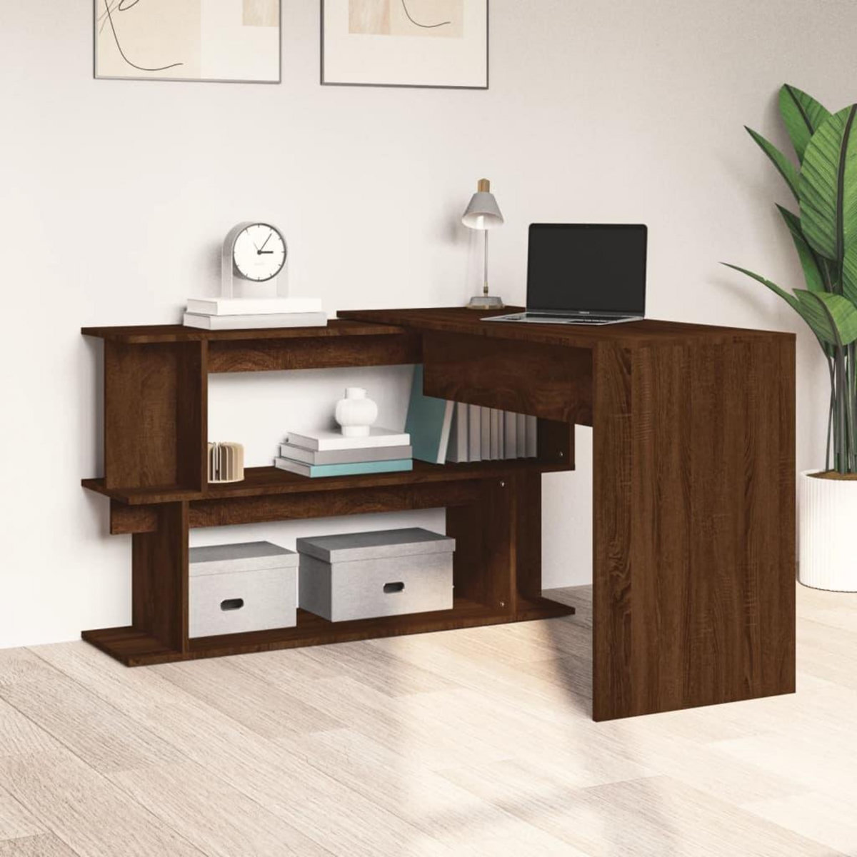 VIDAXL Bureau d'angle Chene marron 200x50x76 cm Bois d'ingenierie