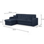 Voir la diapositive 4 : MARKET24 Canapé d'angle convertible et réversible 3 places ROMAN - Tissu bleu foncé - Coffre de rangement - L235 x H81 x P 85/153 cm
