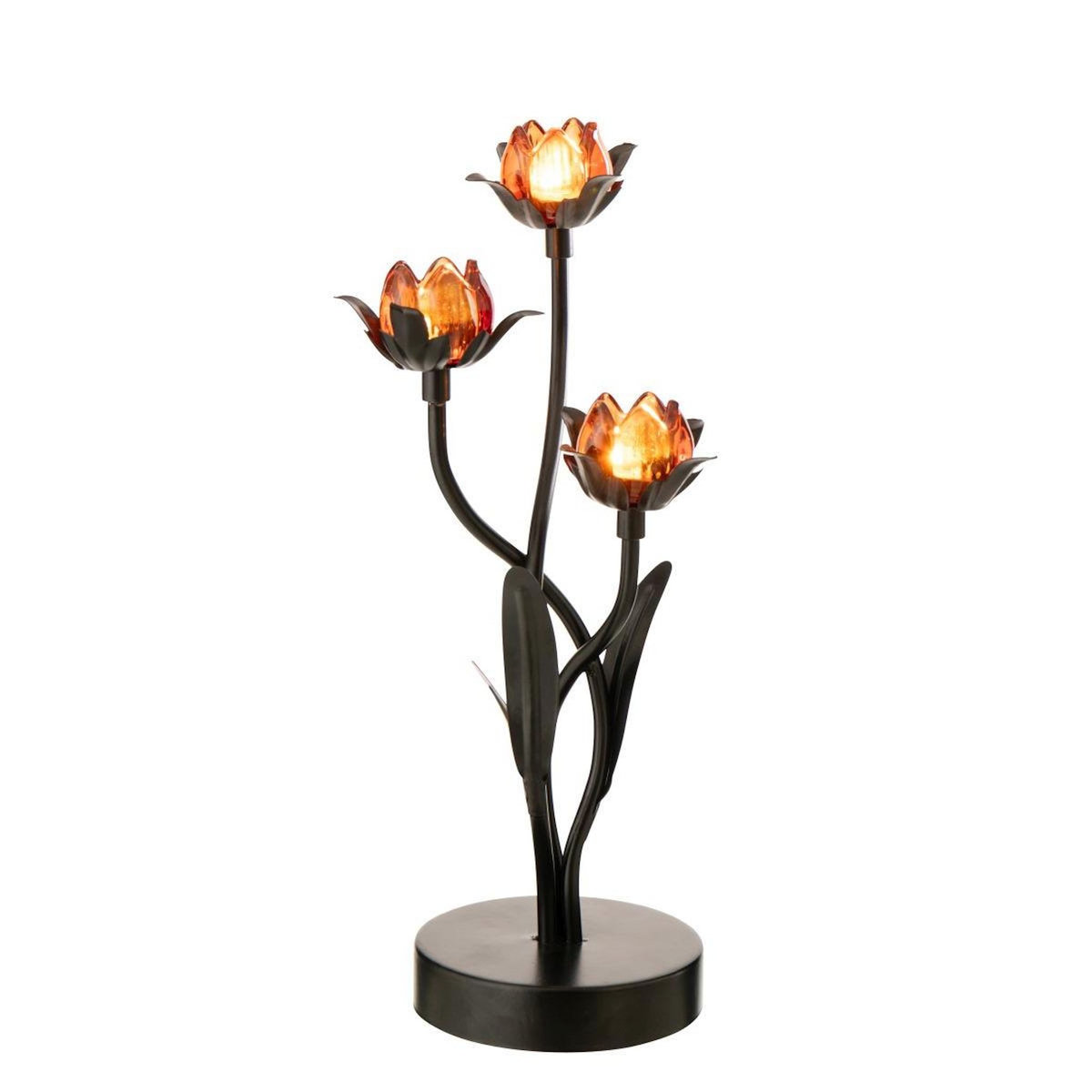 Paris Prix Lampe à Poser à LED  Fleur  36cm Noir & Orange