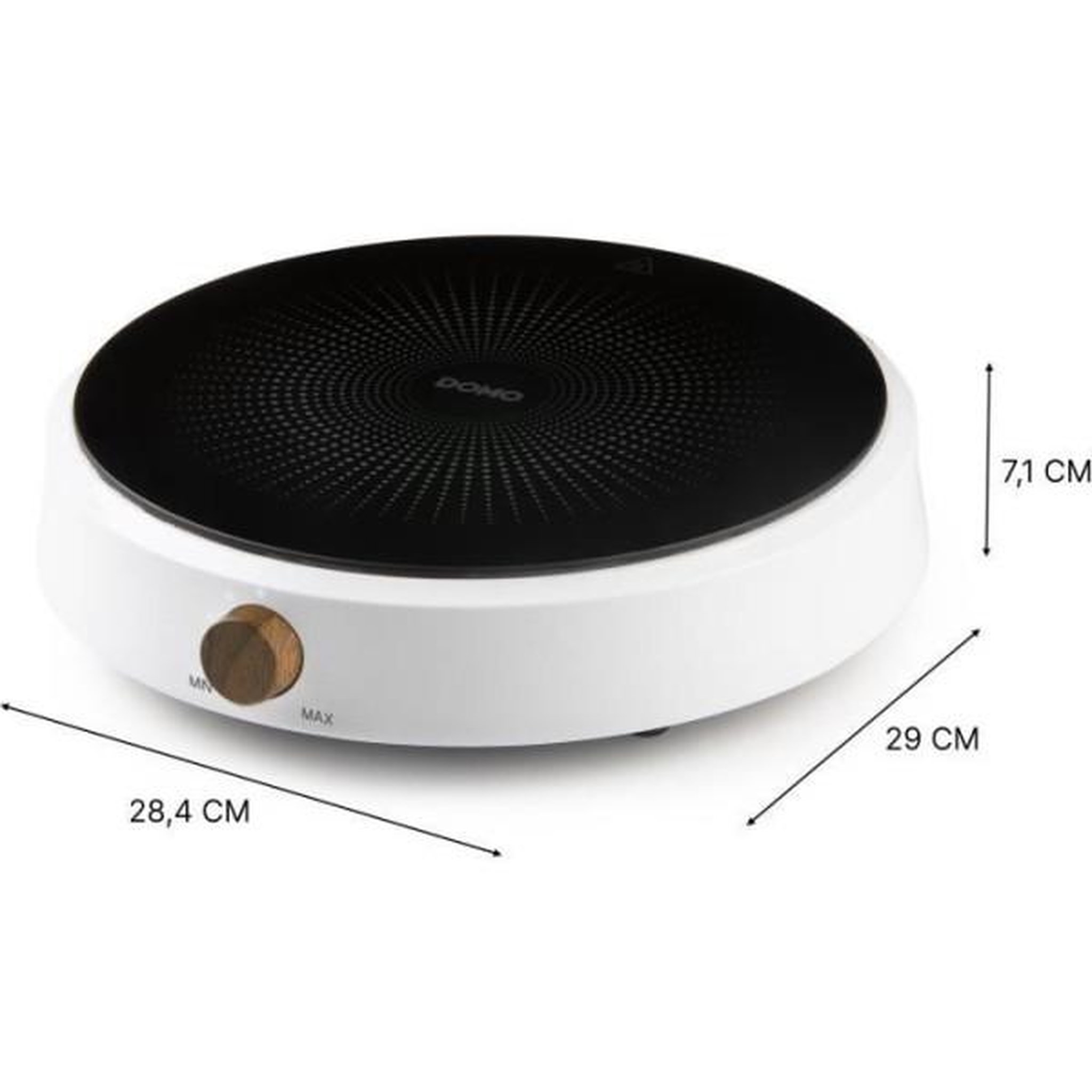 Voir la diapositive 2 : Domo Plaque a induction - domo - do30112ip - 2000 w - 1 foyer - design rond blanc