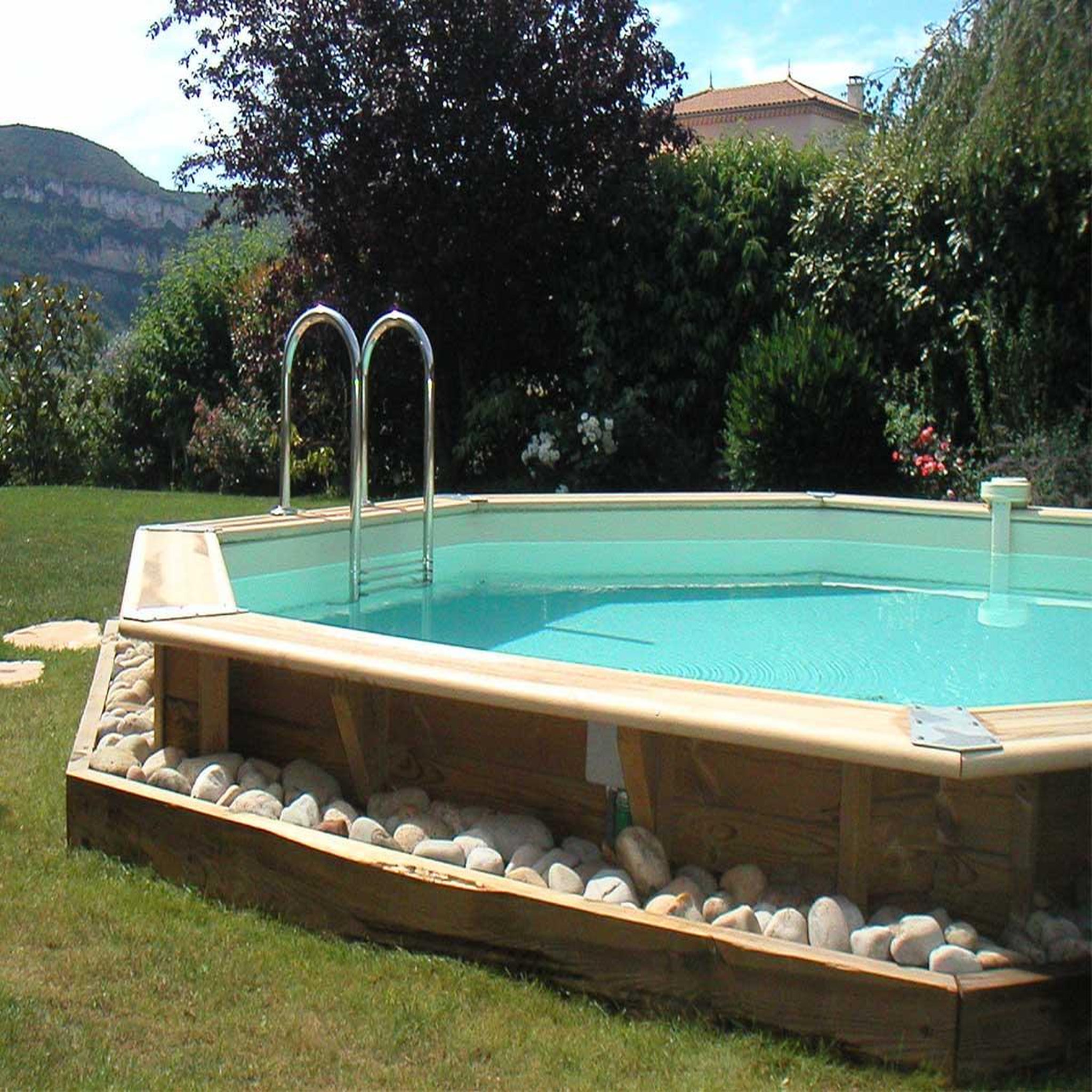 Voir la diapositive 3 : Ubbink Piscine bois Océa 5,80 x 1,30 m - Liner gris - Ubbink