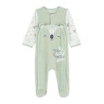 Petit Béguin Pyjama bébé en velours ouverture pont Nuage. Coloris disponibles : Vert