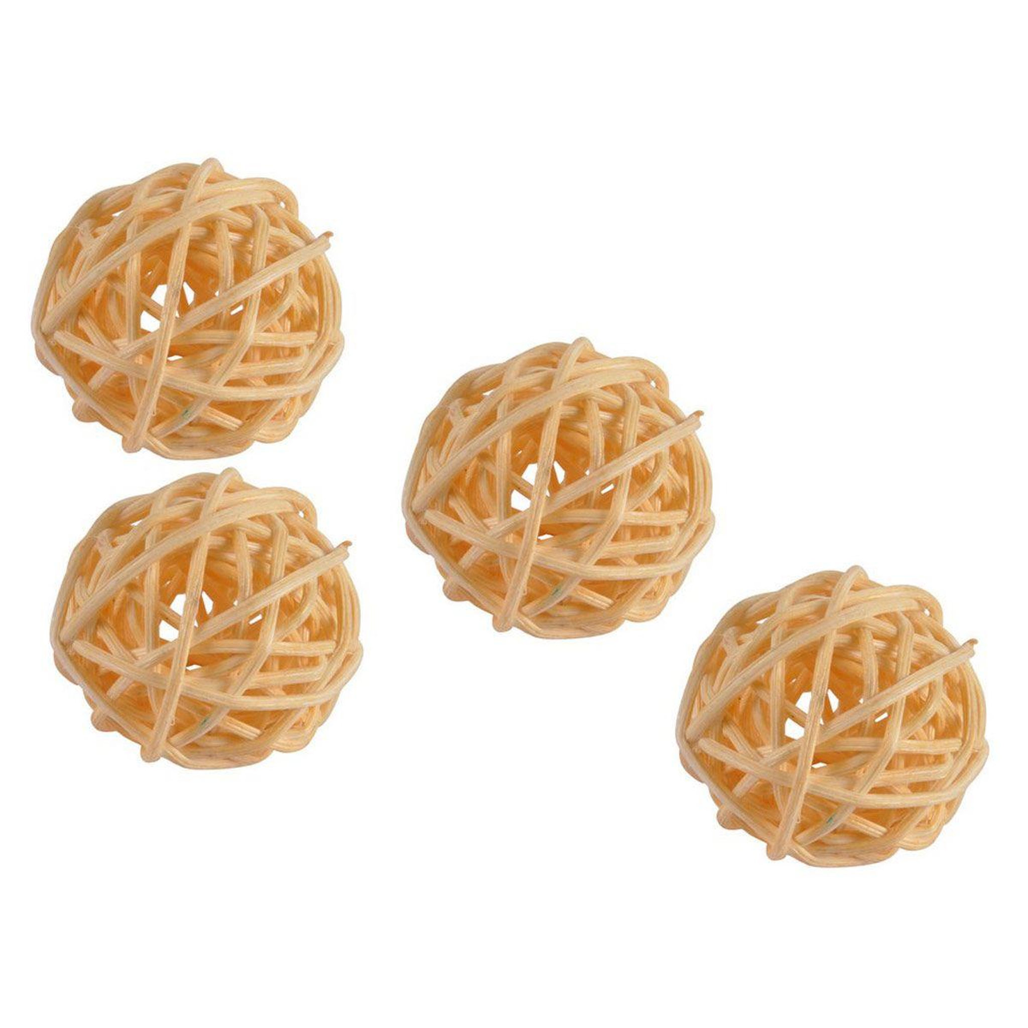 HOMEA Lot de 10 boules décoratives  rotin  3cm ecru