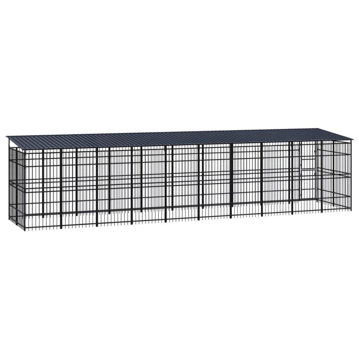 VIDAXL Chenil d'exterieur avec toit pour chiens Acier 18,43 m²