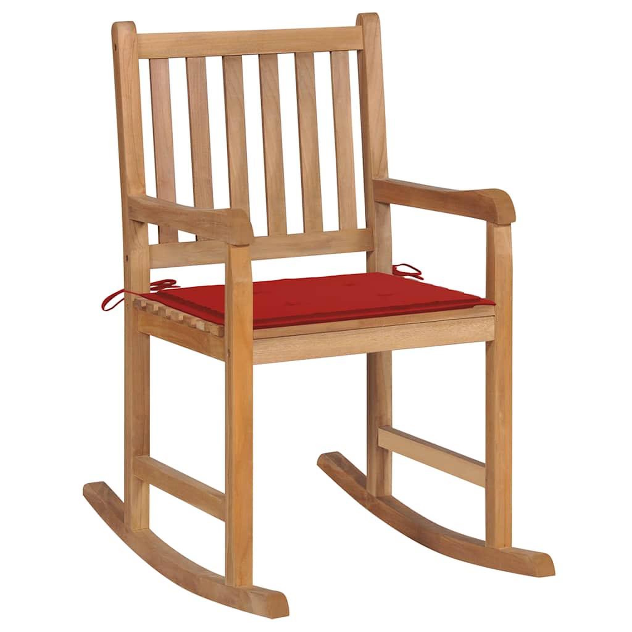 VIDAXL Chaise a bascule avec coussin rouge Bois de teck solide