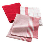 Paris Prix Lot de 3 Torchons  Vibrato  50x70cm Rouge