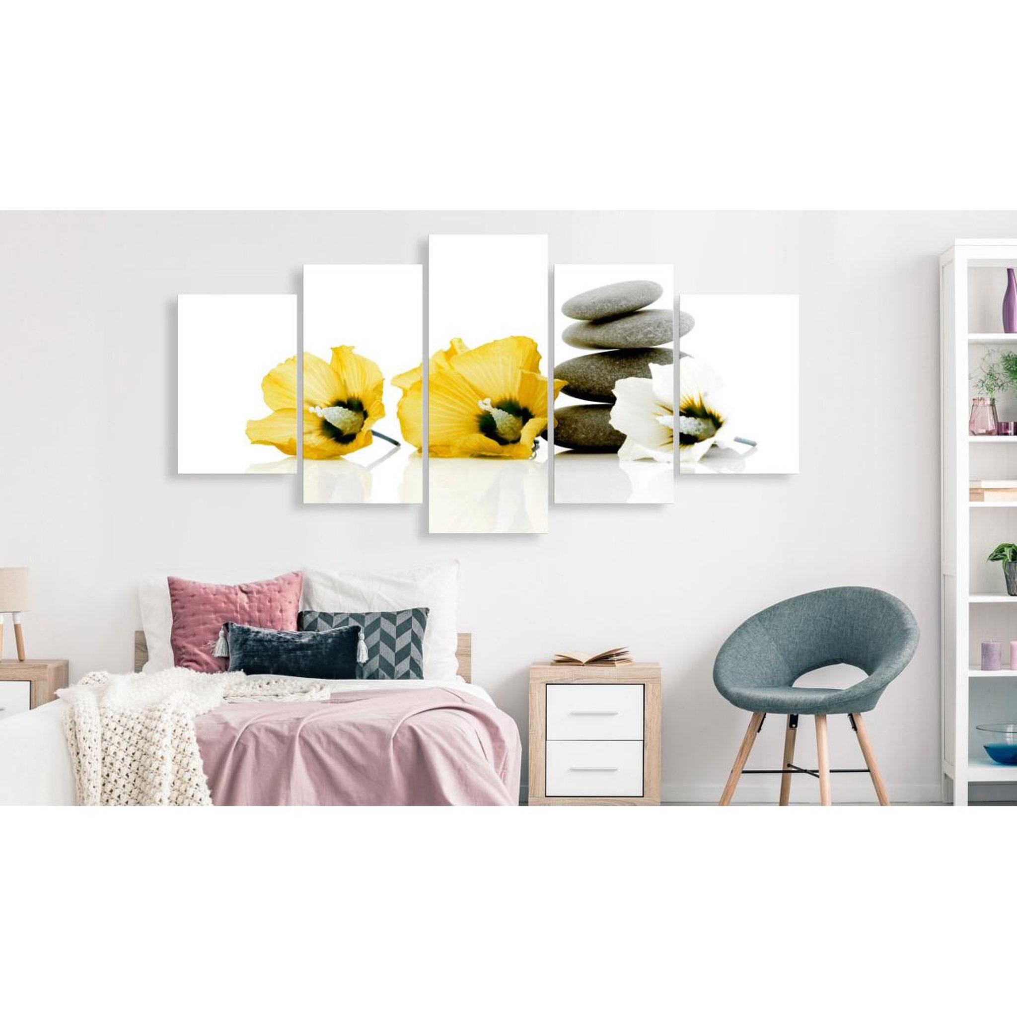 Voir la diapositive 2 : Paris Prix Tableau Imprimé 5 Panneaux  Calm Mallow Wide Yellow