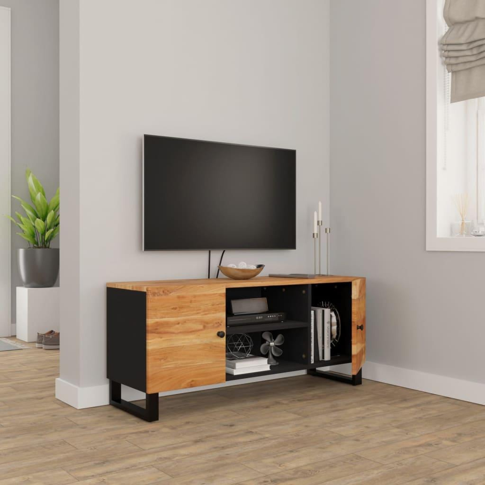 Voir la diapositive 3 : VIDAXL Meuble TV 105x33x46 cm Bois d'acacia massif