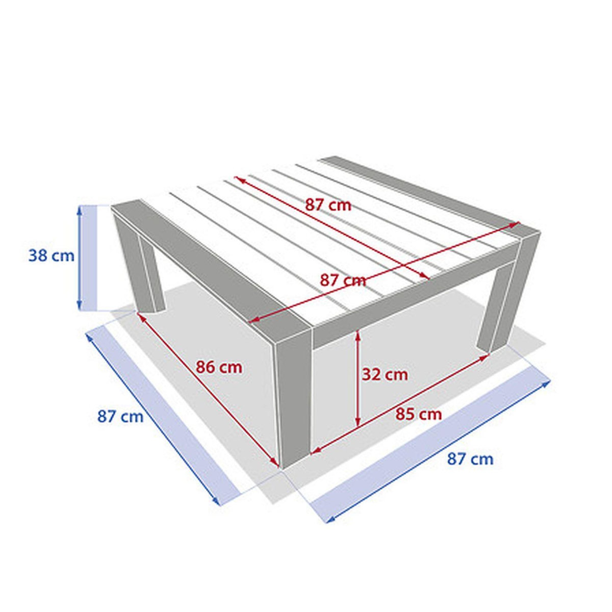HESPERIDE Table basse de jardin en aluminium effet bois EVASION - Graphite et honey