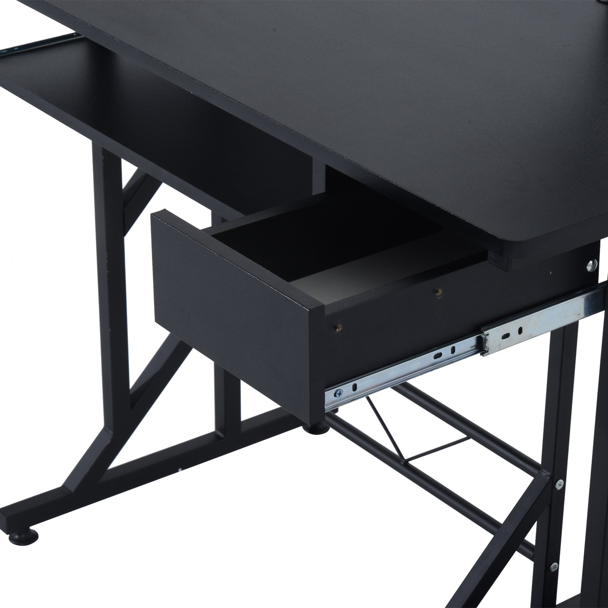 Voir la diapositive 4 : HOMCOM Bureau informatique design en mdf 90 l x 50 i x 95h cm noir