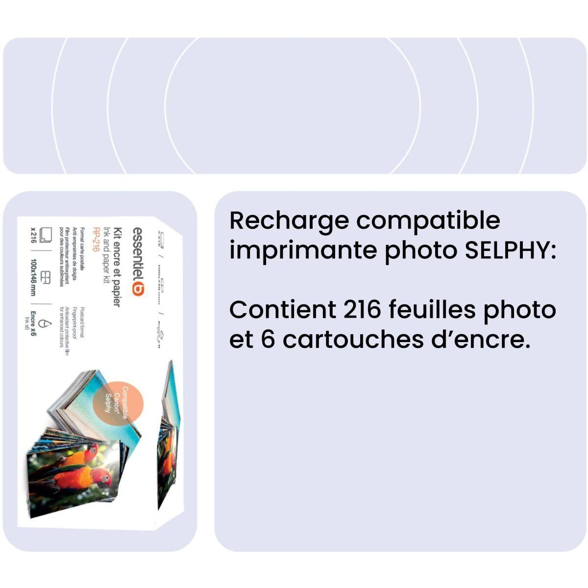 ESSENTIEL B Kit papier + encre compatible Canon Selphy KP-216 tirages