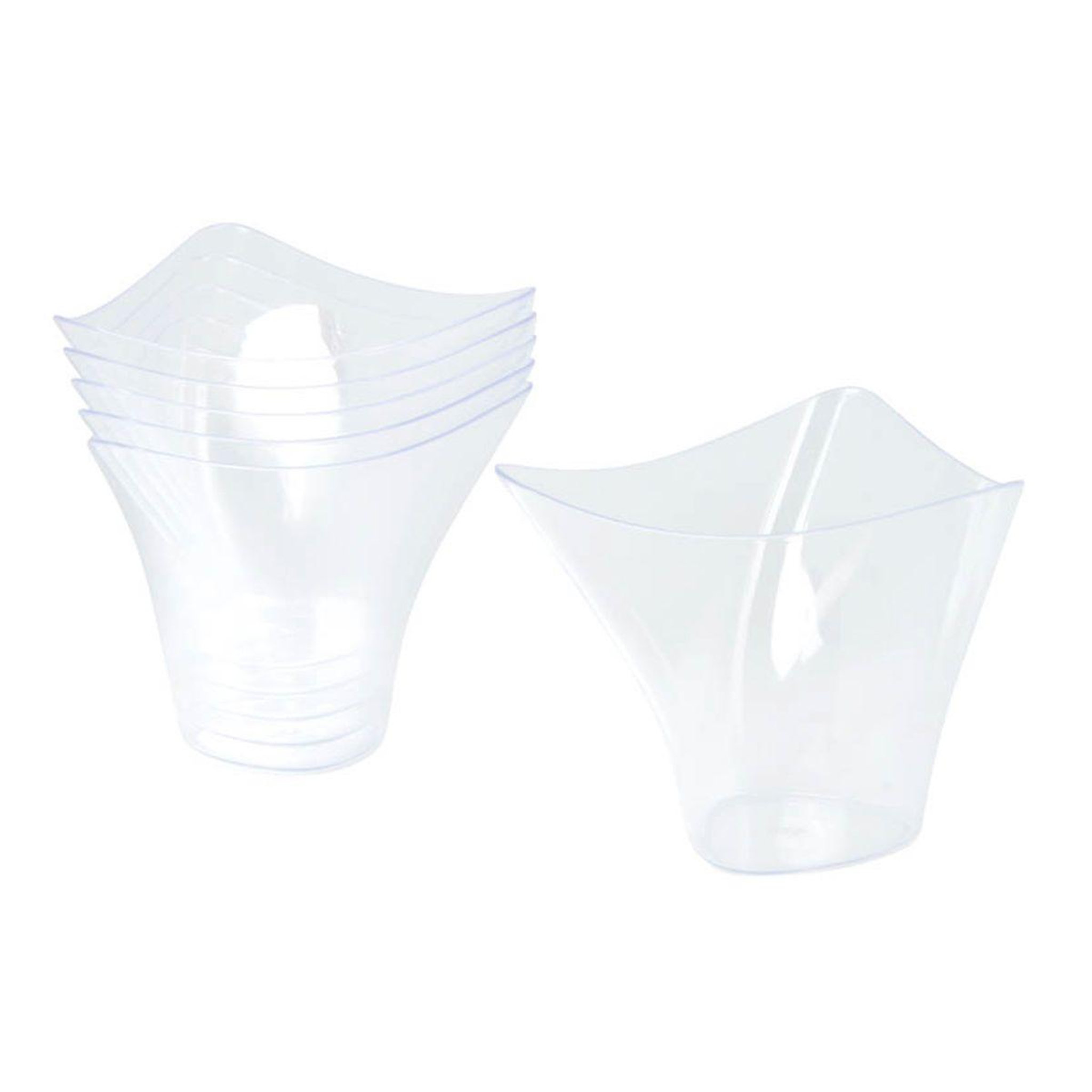 HOMEA Lot de 6 verrines en plastique réutilisable  triangle  150ml transparent